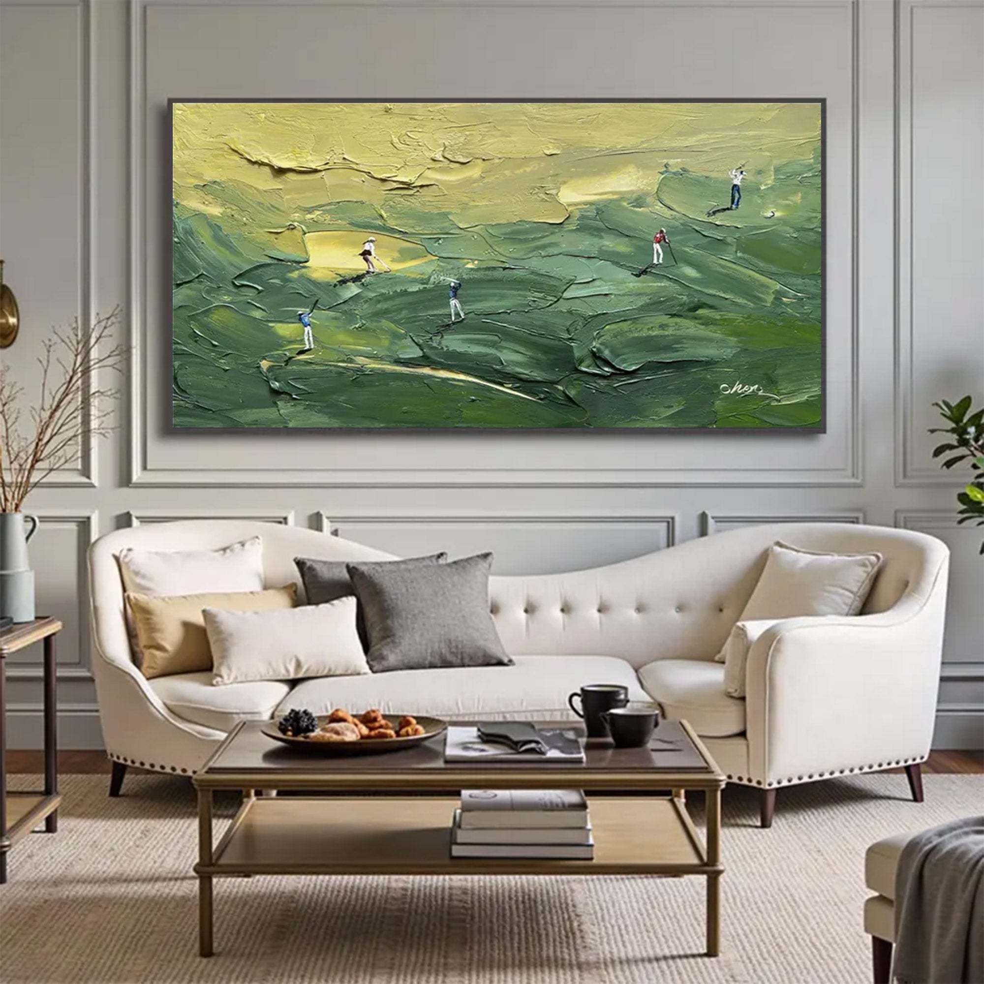 Large Green Golf Abstract Painting | KelorArt #AG 151