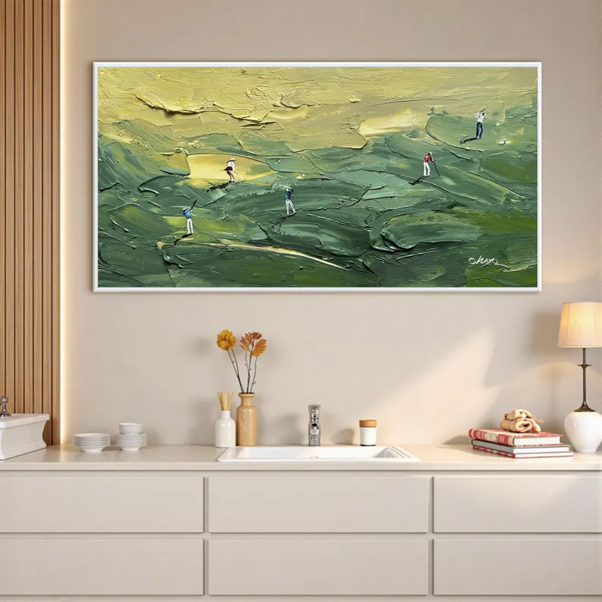 Large Green Golf Abstract Painting | KelorArt #AG 151