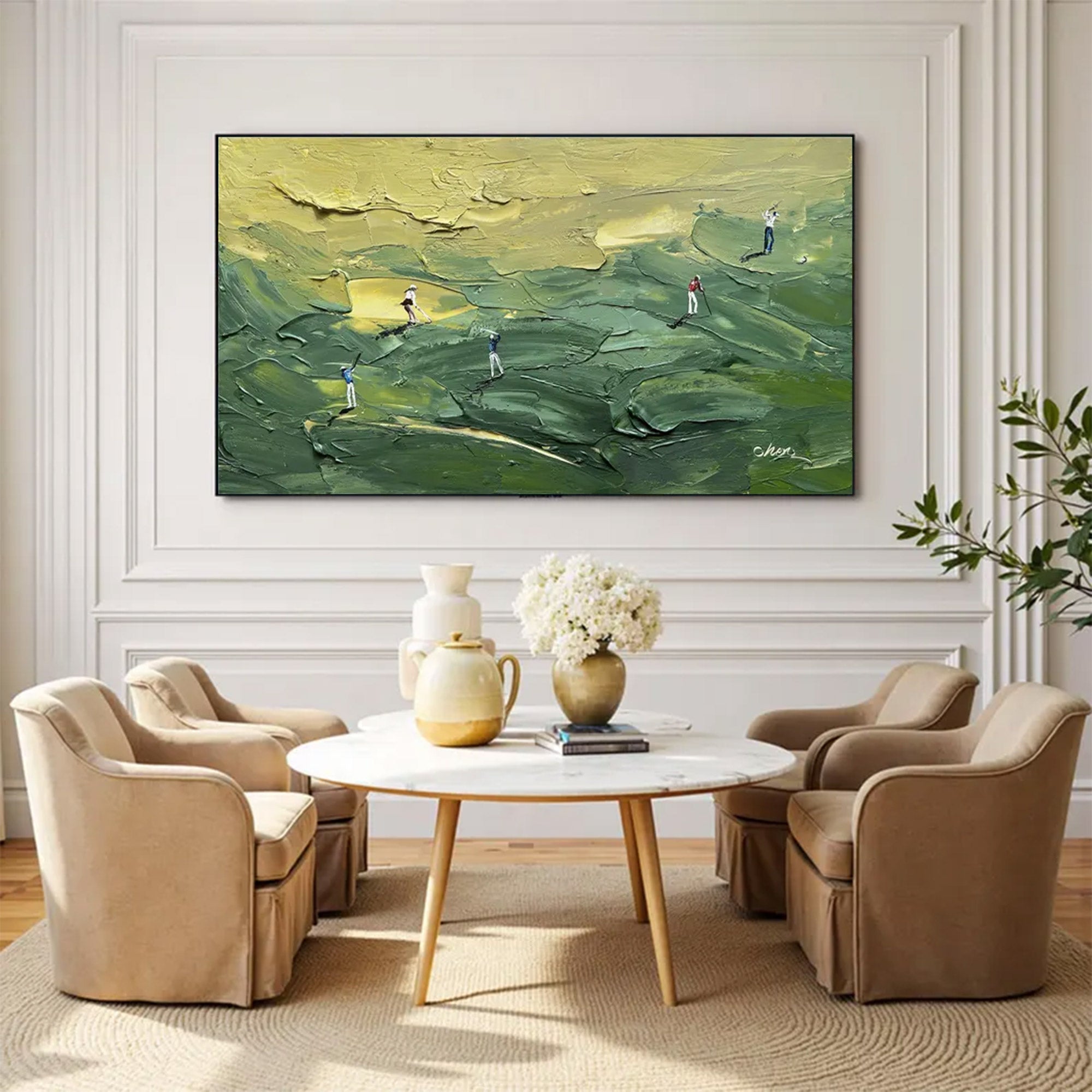 Large Green Golf Abstract Painting | KelorArt #AG 151