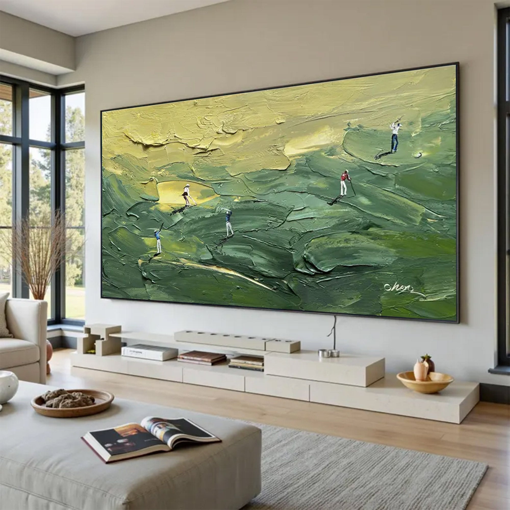 Large Green Golf Abstract Painting | KelorArt #AG 151