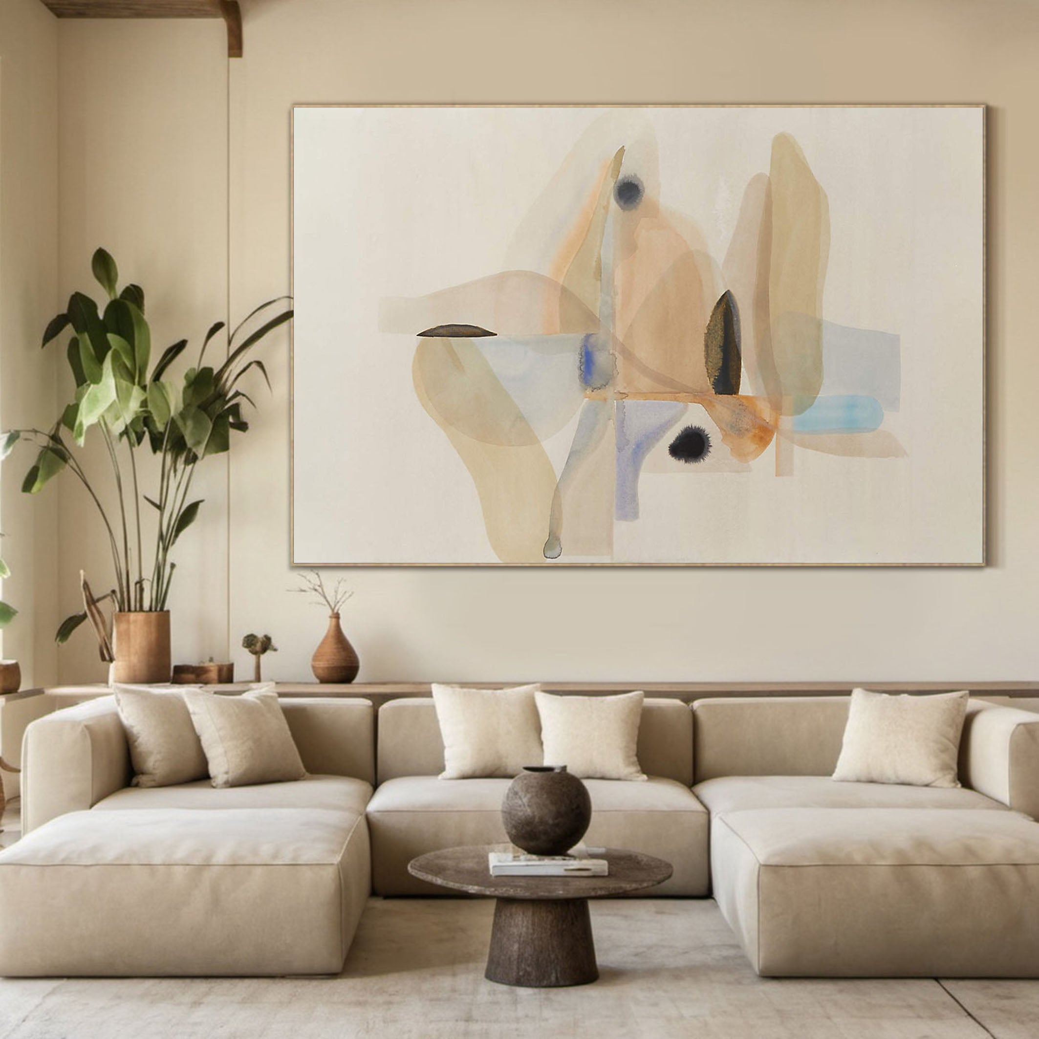 Soft Organic Shapes in Neutral Tones, Subtle Color Abstraction #MM371