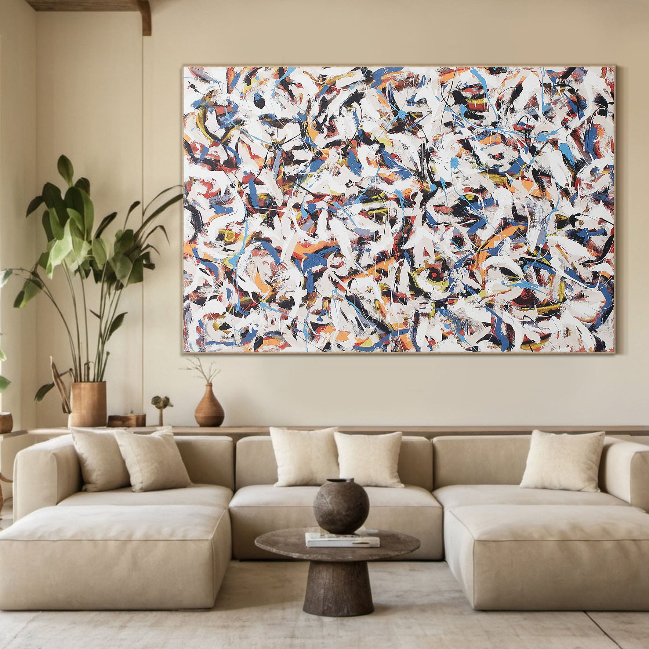 Horizontal Abstraction with Layered Color, Contemporary Canvas #MM373