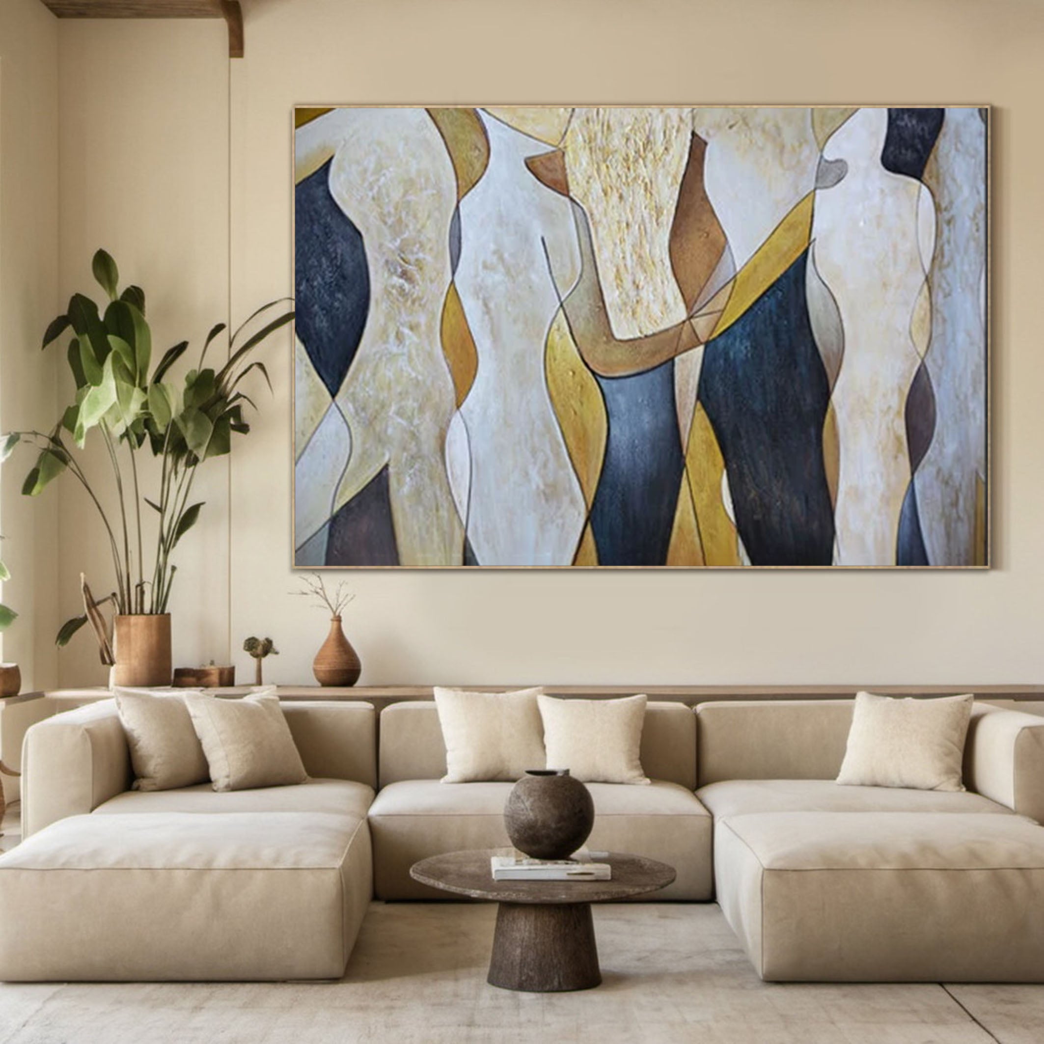 Abstract Figurative Canvas Large Contemporary Wall Art #AB049