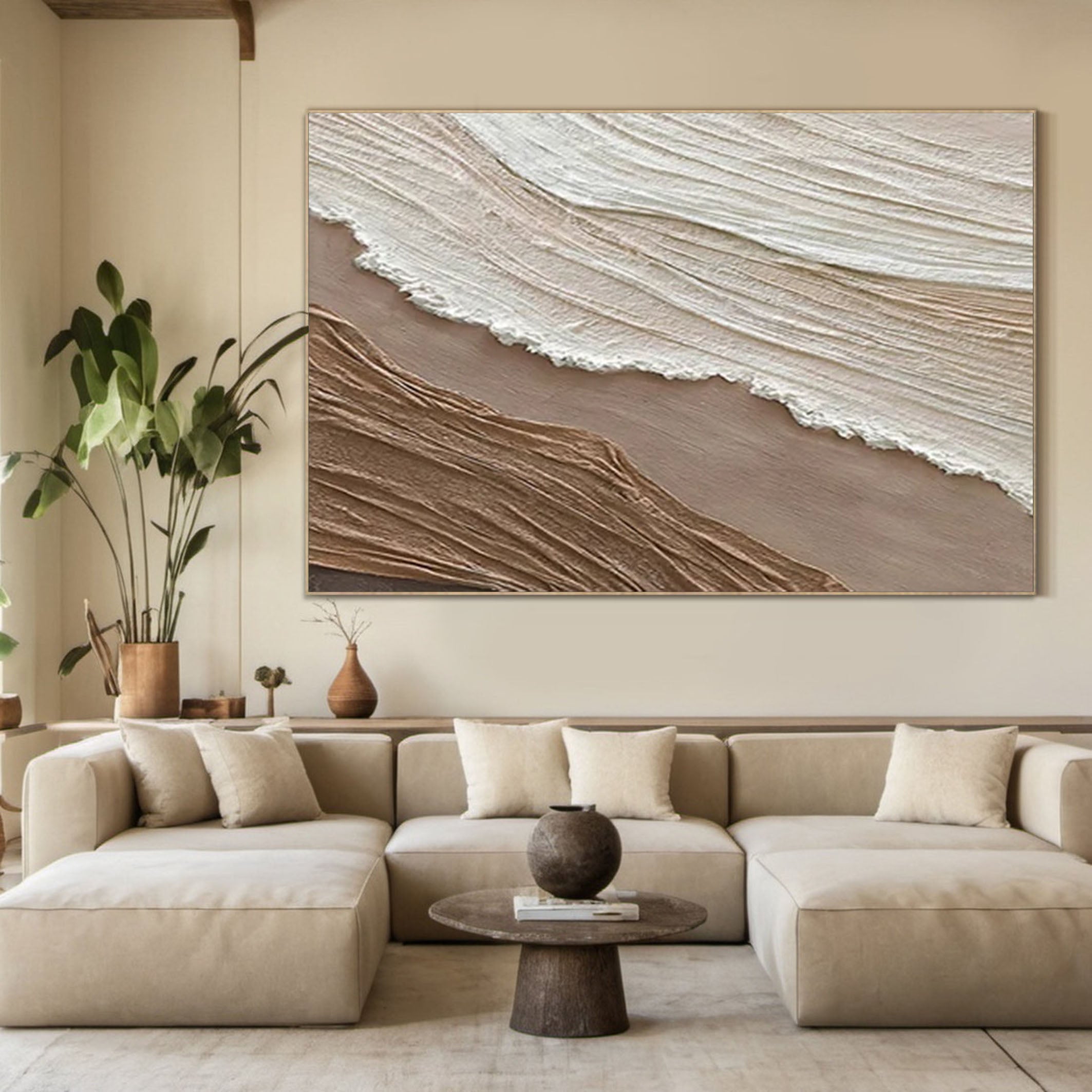 Dynamic Textured Wave Painting for Modern Homes #OP062