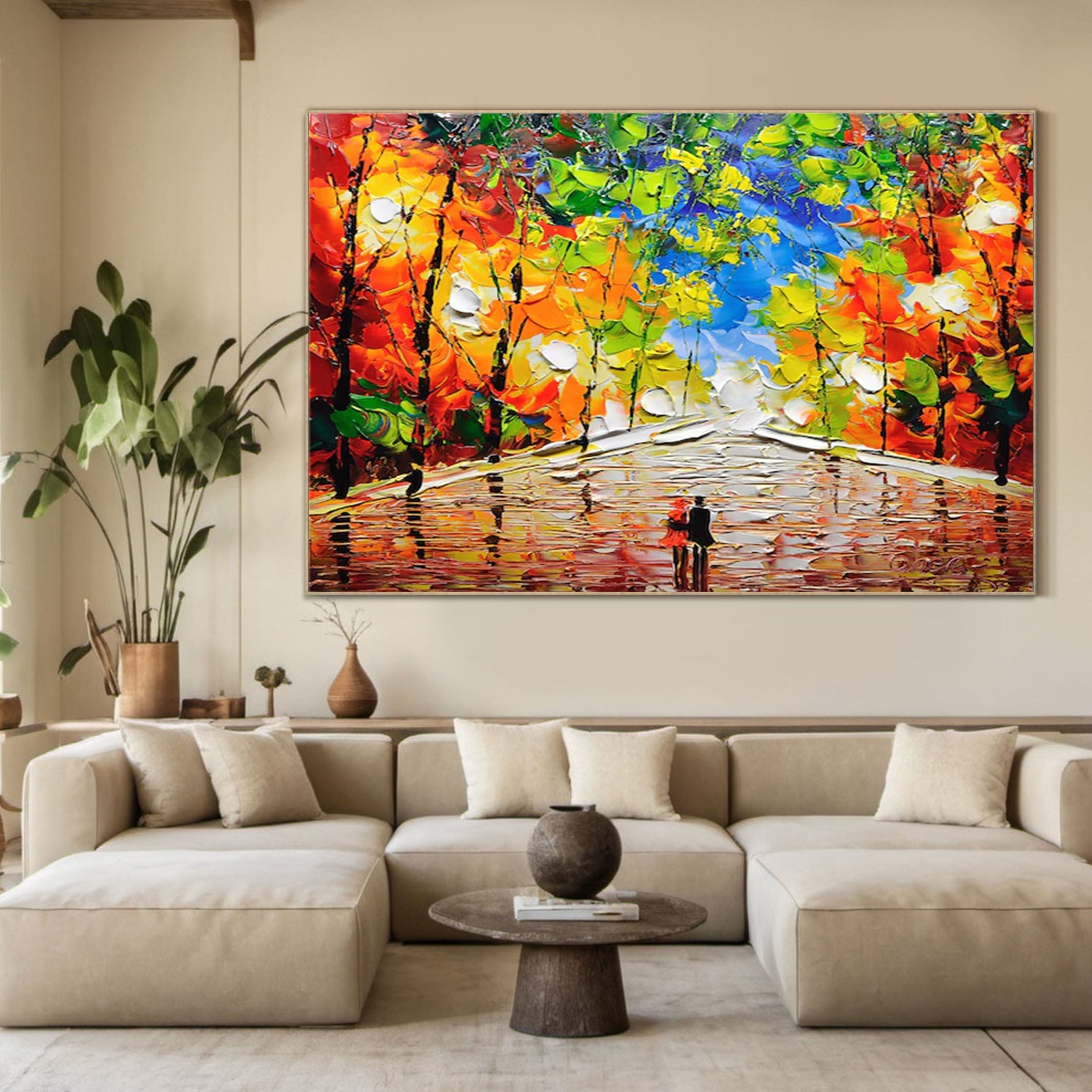 Elegant Modern Forest Painting for Chic Home Design #TP044