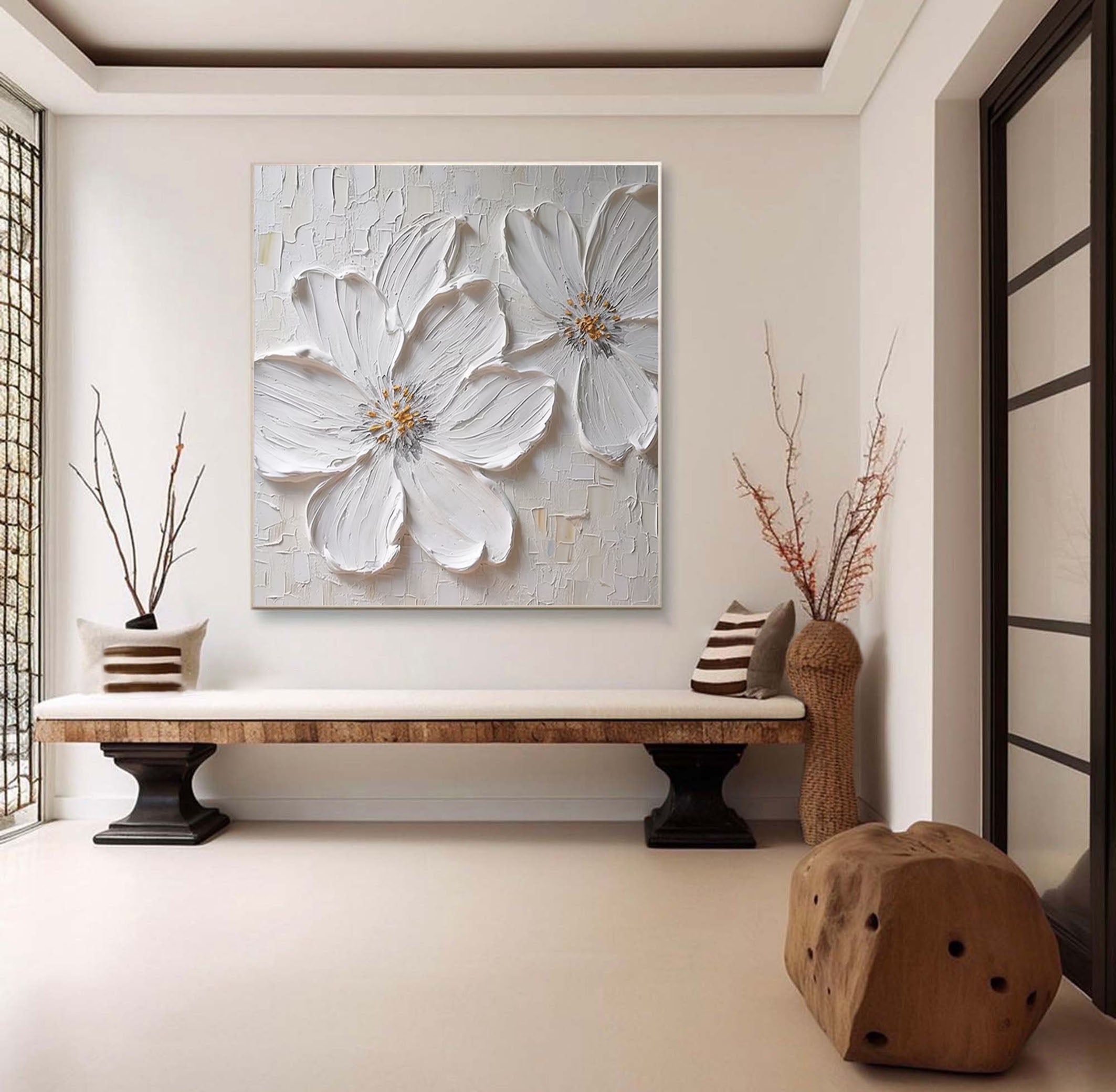 Modern White Floral Wall Art