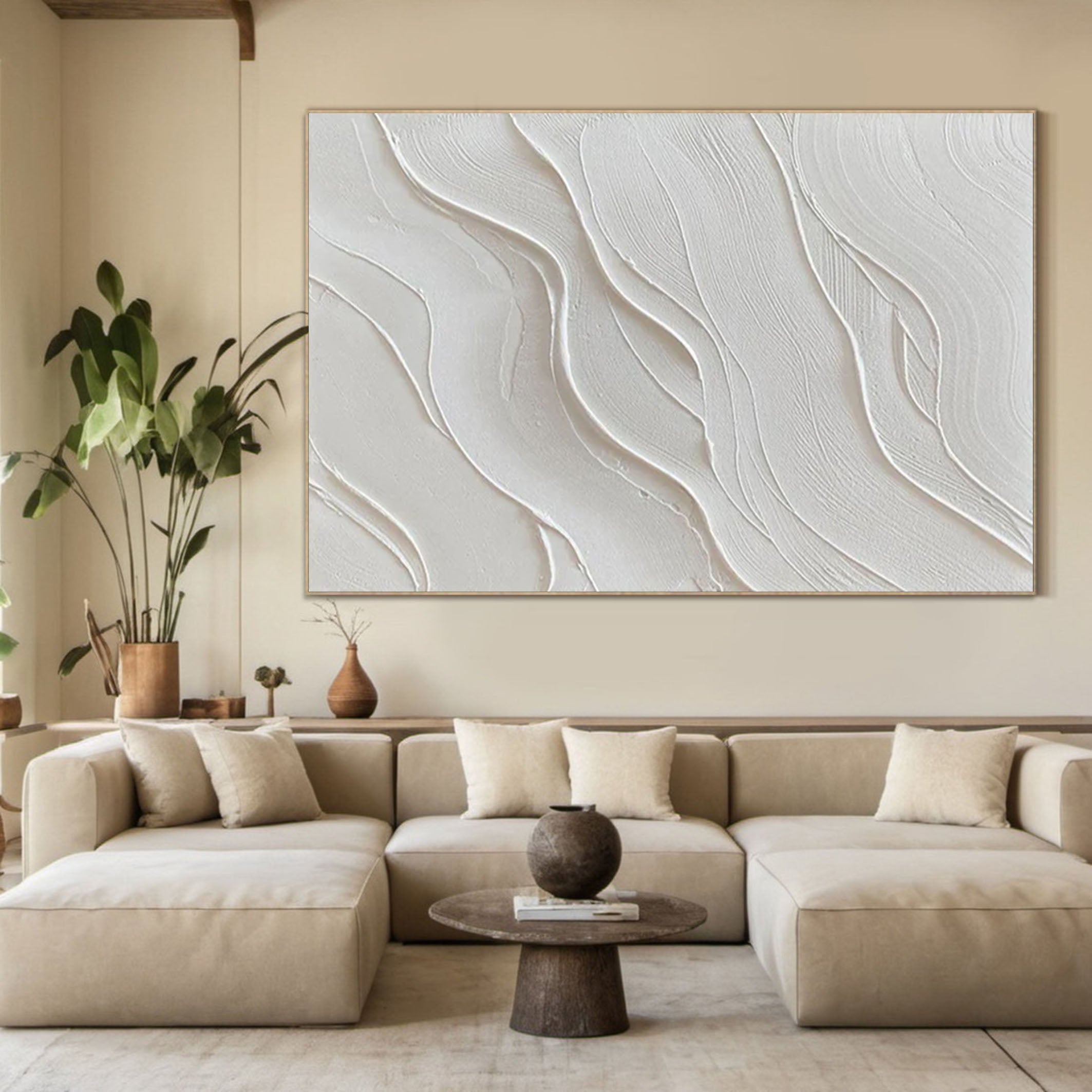 Minimalist White Textured Abstract Art for Modern Spaces #MM160