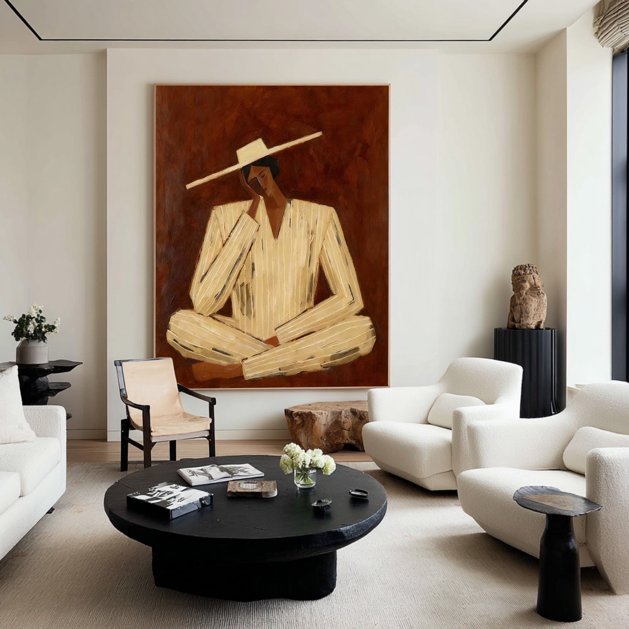Large Minimalist Figure Painting for Modern Interiors