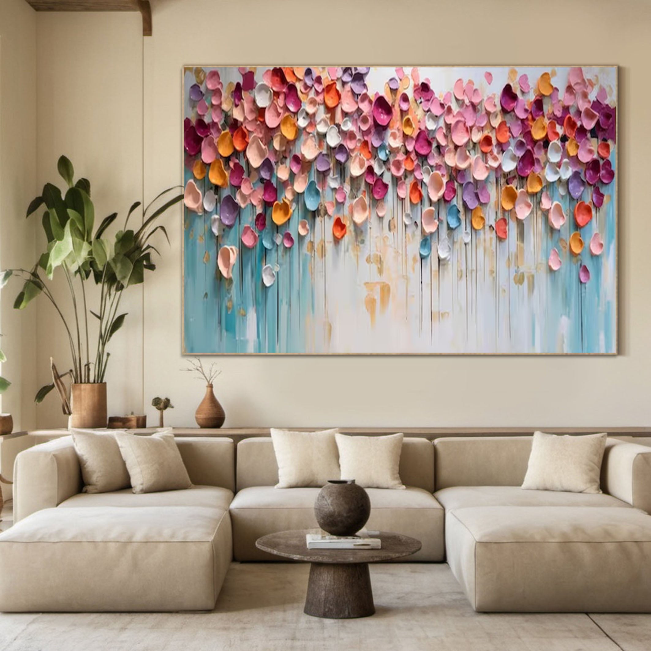 Textured Floral Abstract Art for Living Room #FB034