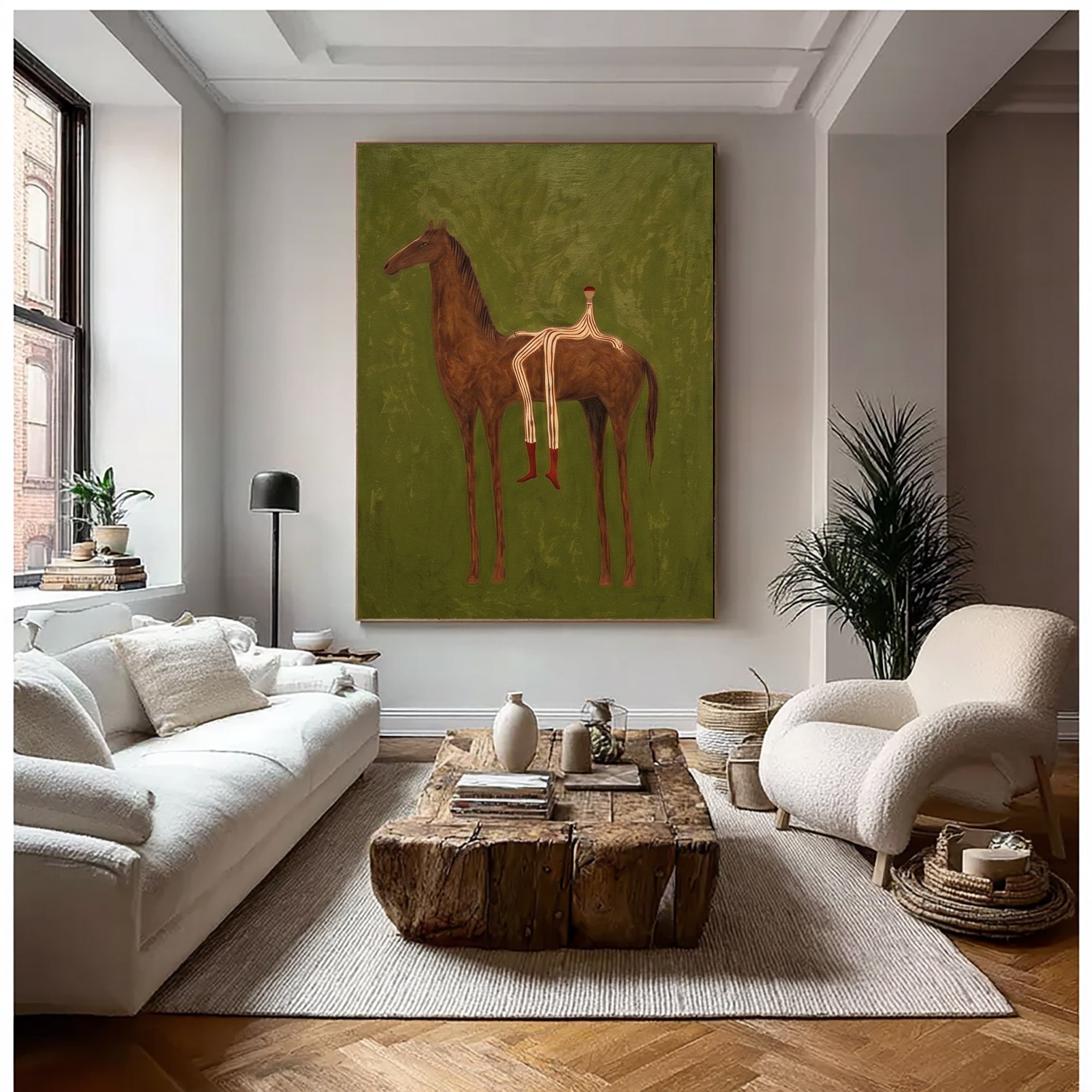 Large Cowboy Wall Art Contemporary Horse Painting Western Artwork