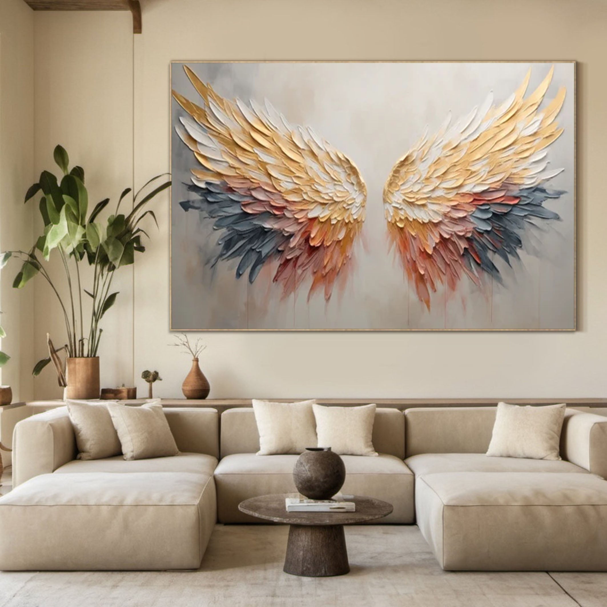 Colorful Angel Wings Canvas Large Abstract Wall Art #MM169