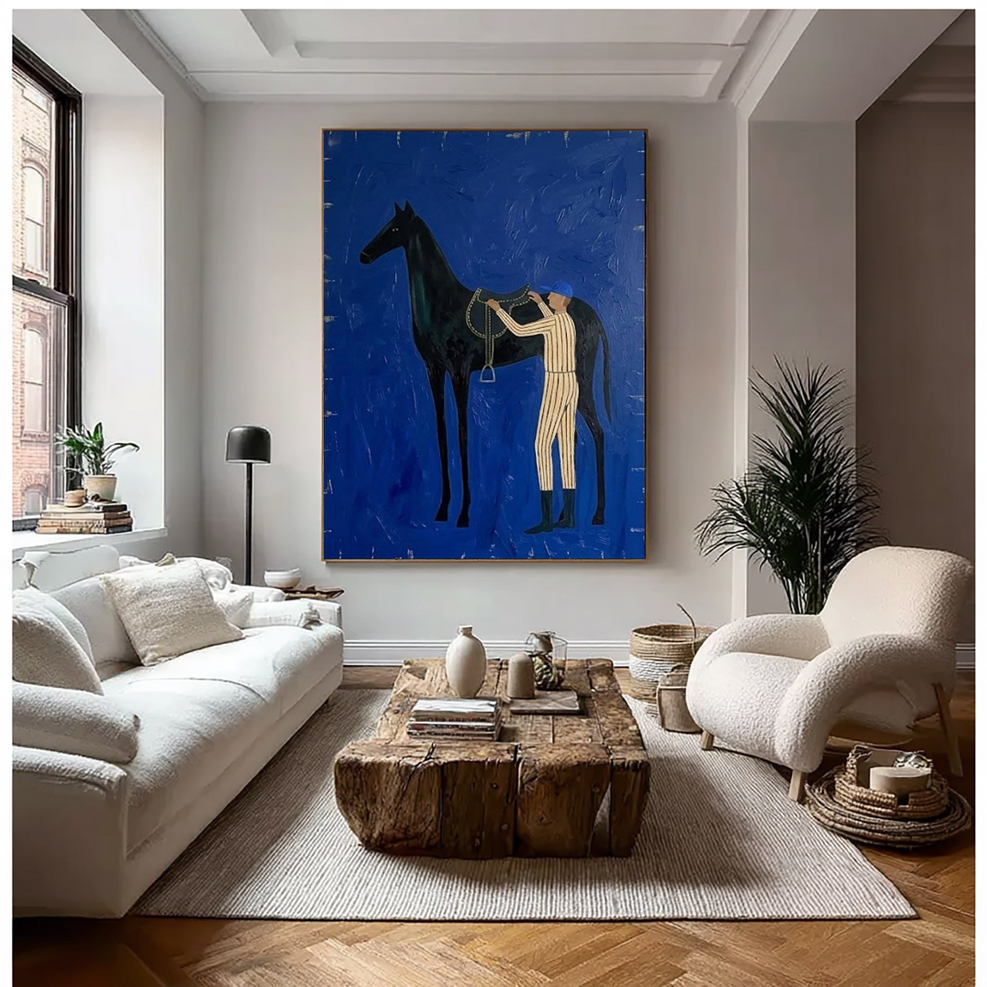 Large Contemporary Cowboy Horse Oil Painting Luxury Wall Art