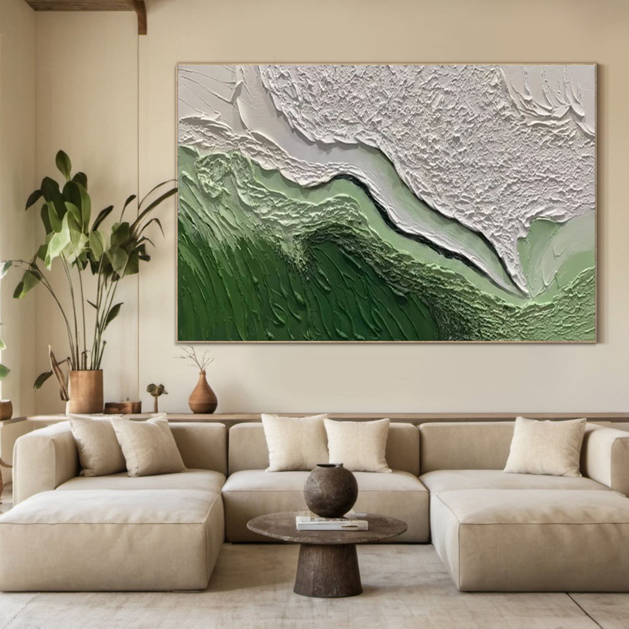 Green Landscape-Inspired Abstract Canvas for Home Decor #MM170