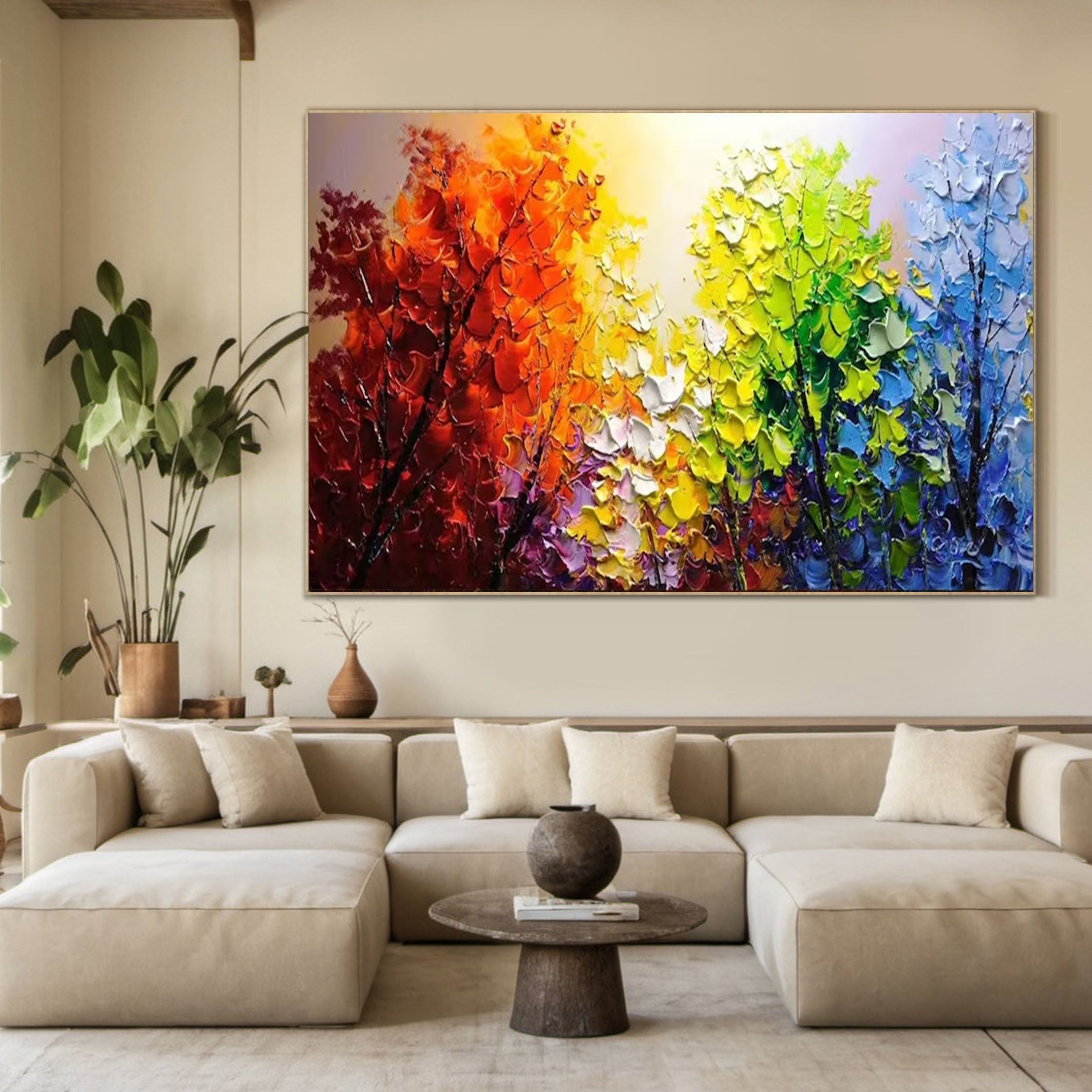 Vibrant Abstract Forest Painting for Modern Interiors #TP047