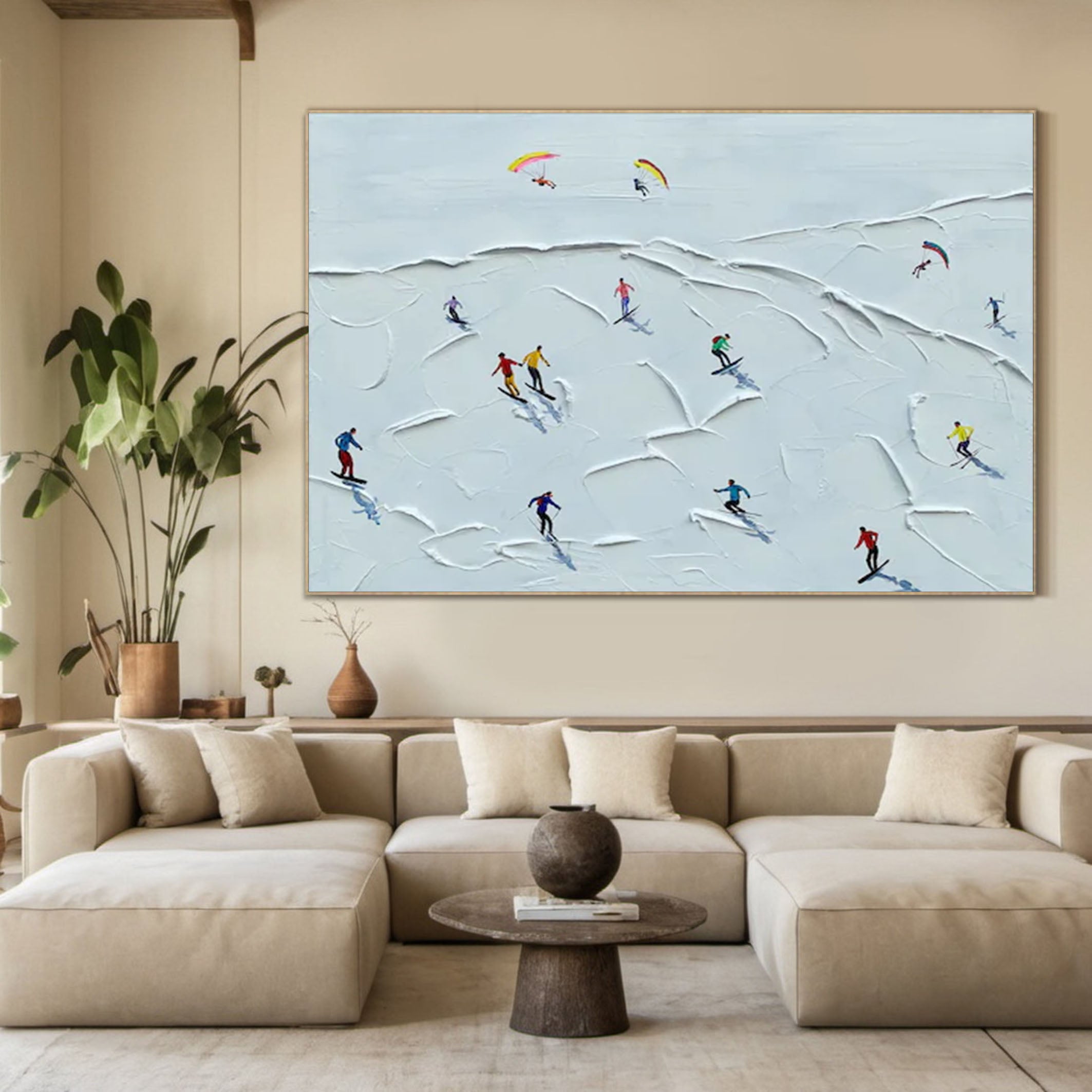 Dynamic Winter Sports Textured Artwork for Active Interiors #SPA012