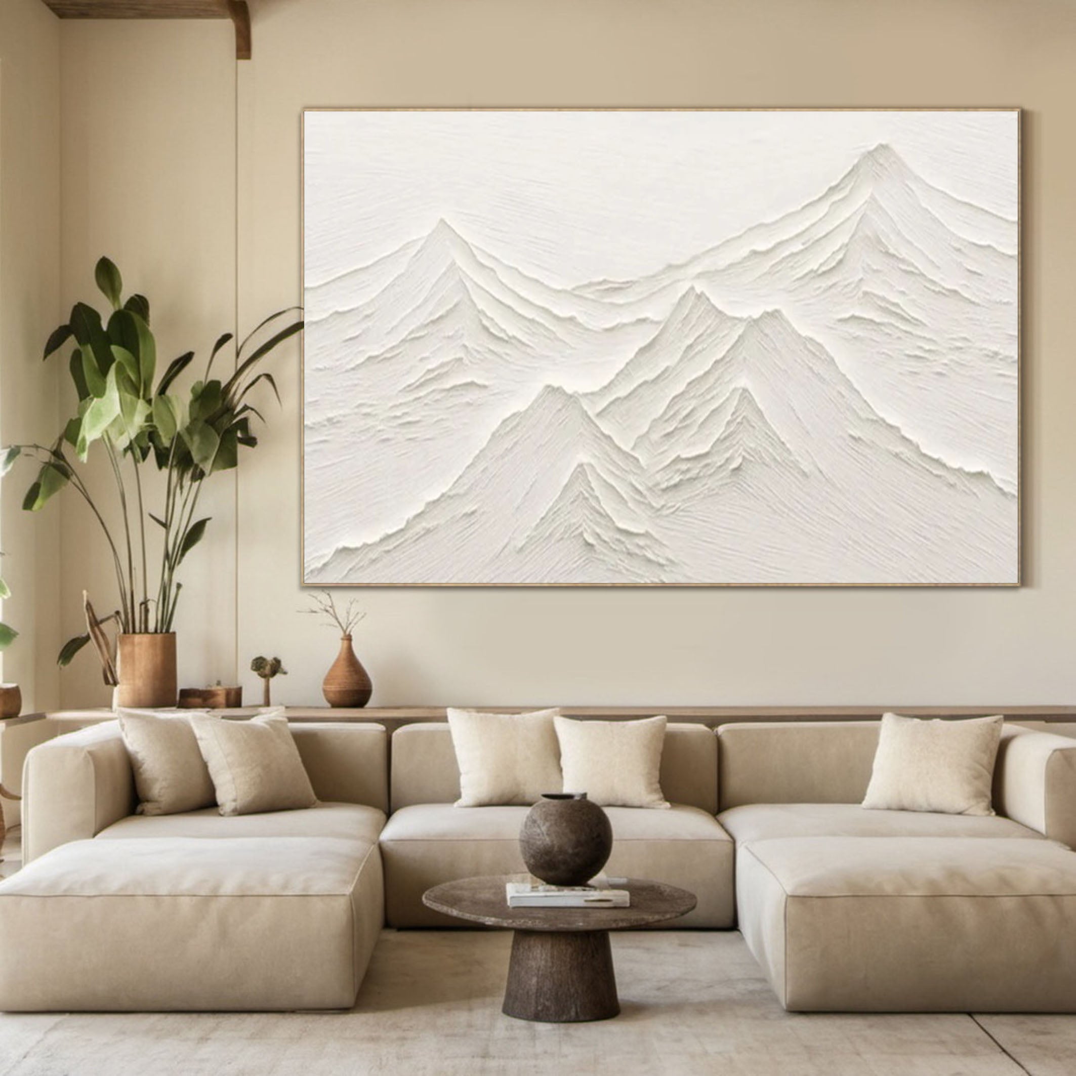 Serene Abstract White Mountain Painting for Modern Interiors #MM168