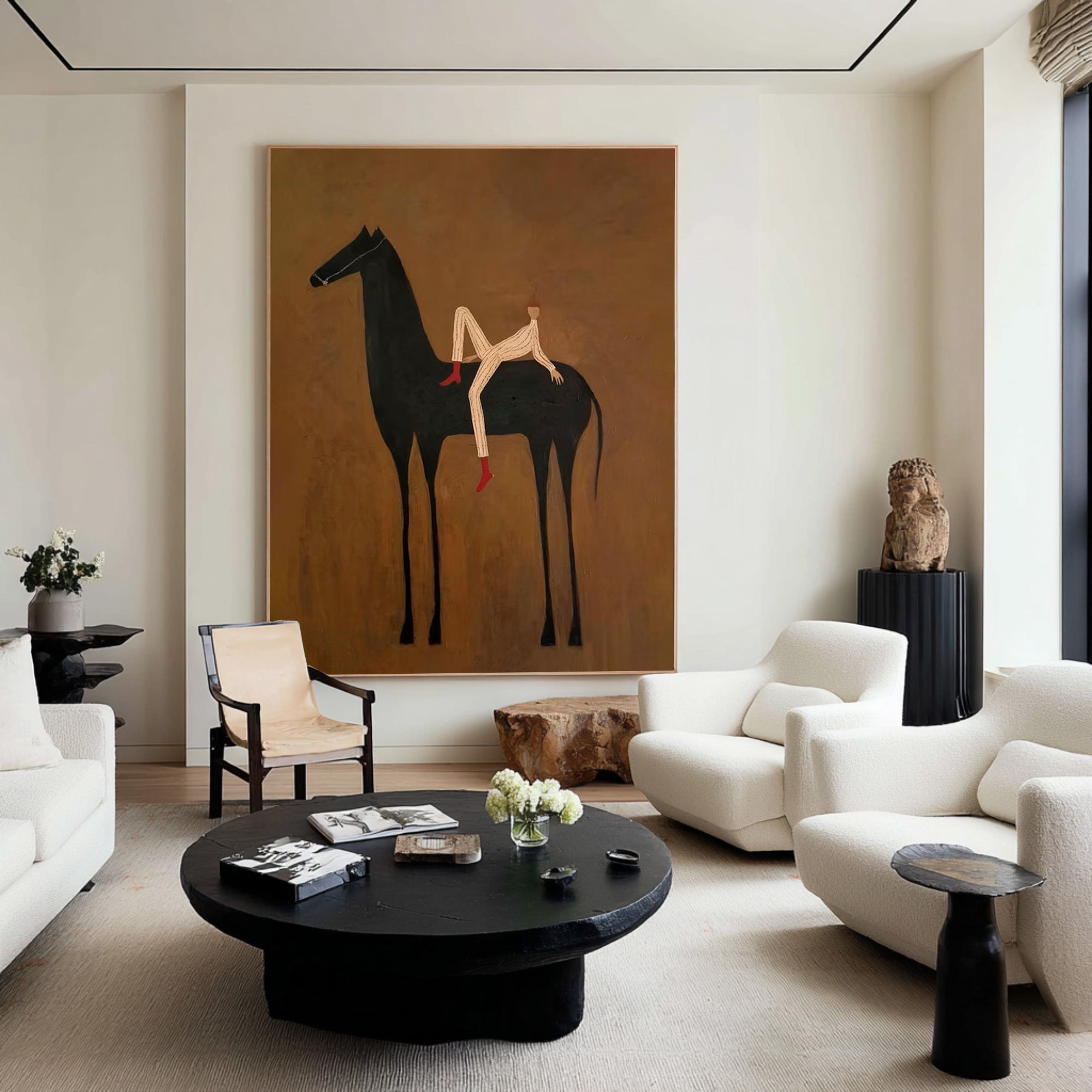 Large Abstract Horse Canvas Art for Modern Wall Decor