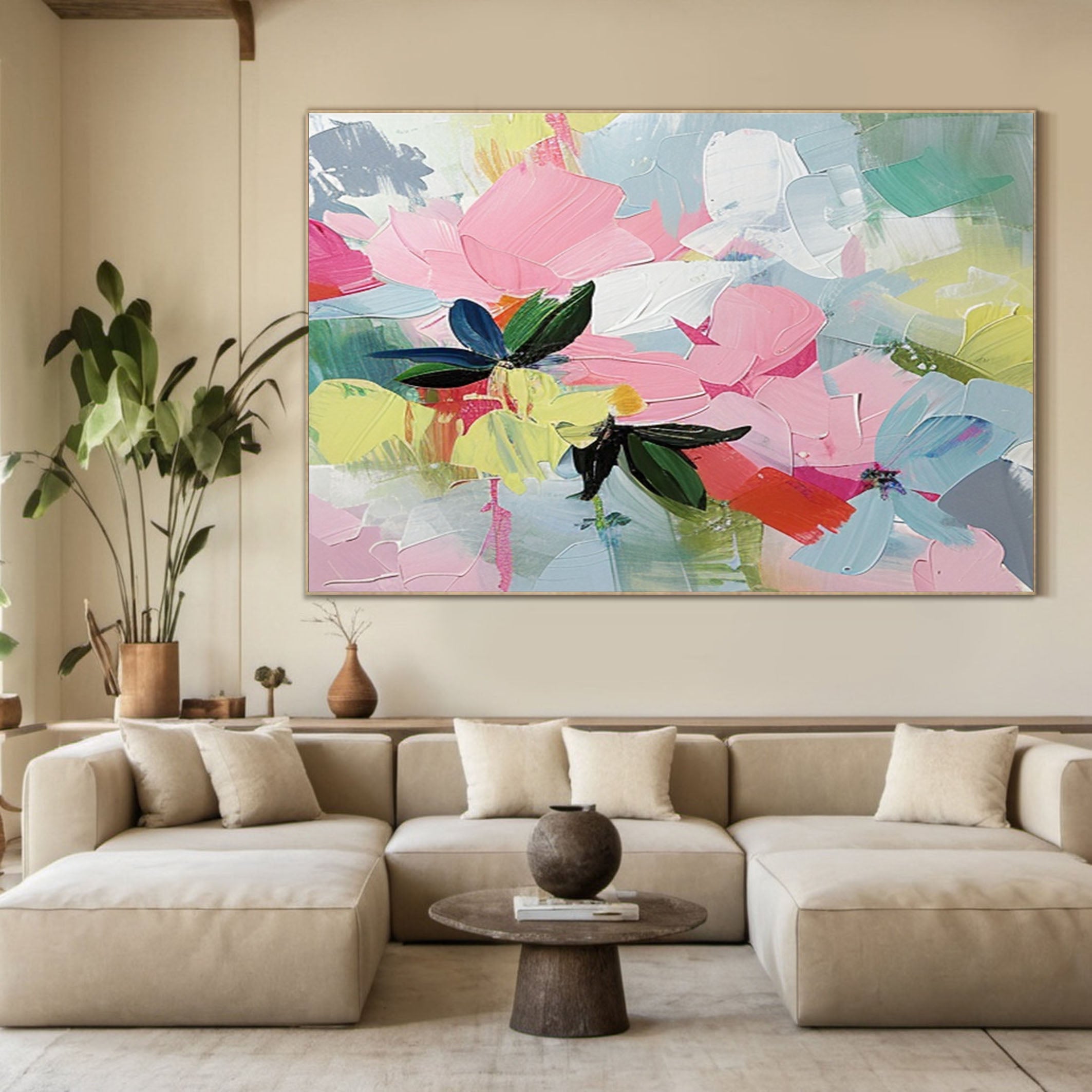 Modern Abstract Flower Painting for Living Room Walls #FB015