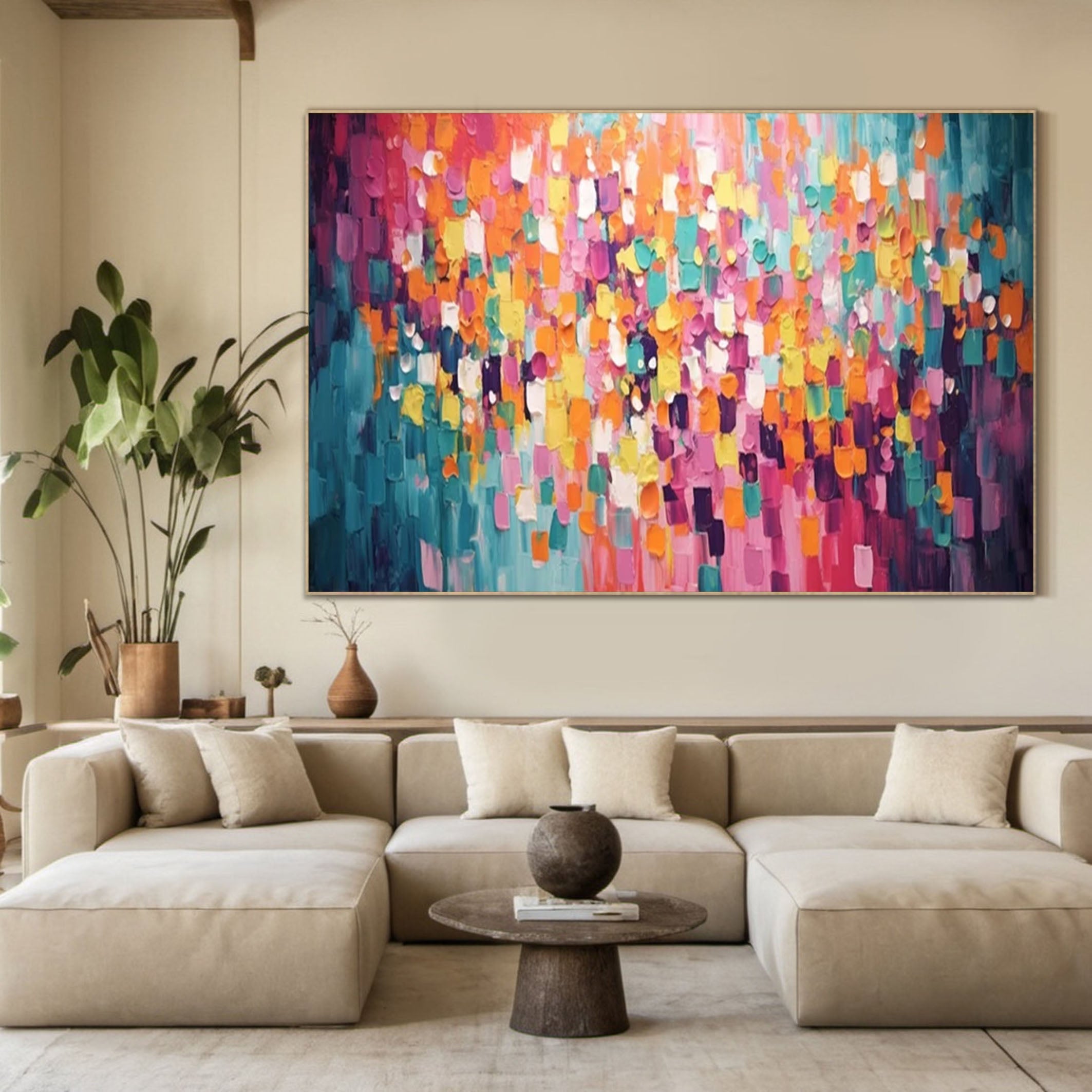 Bold Multicolor Abstract Canvas Modern Wall Art for Living Room #MM173