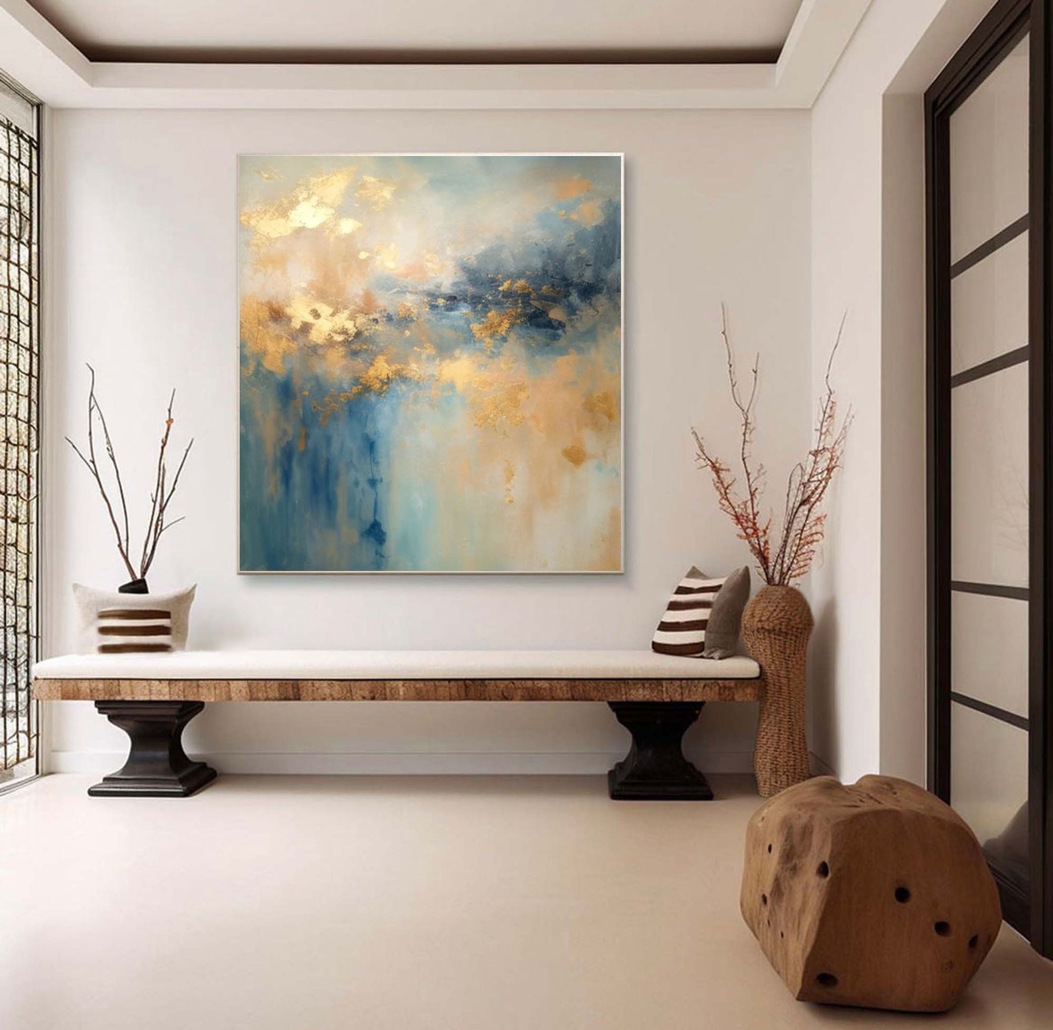 Contemporary Abstract Wall Art with Gold Accents #AB067