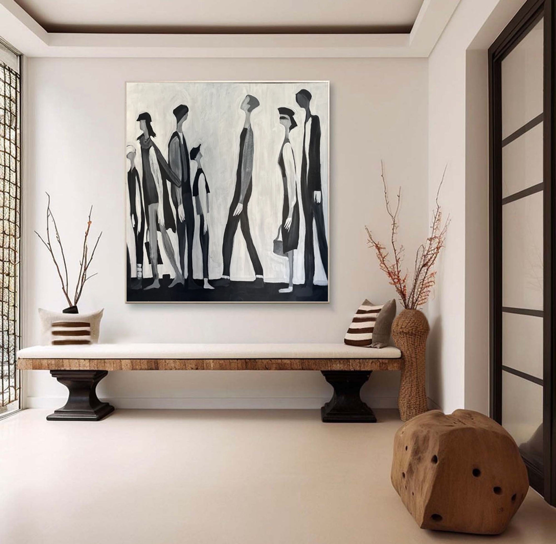 Modern Figurative Black & White Wall Art #HF017