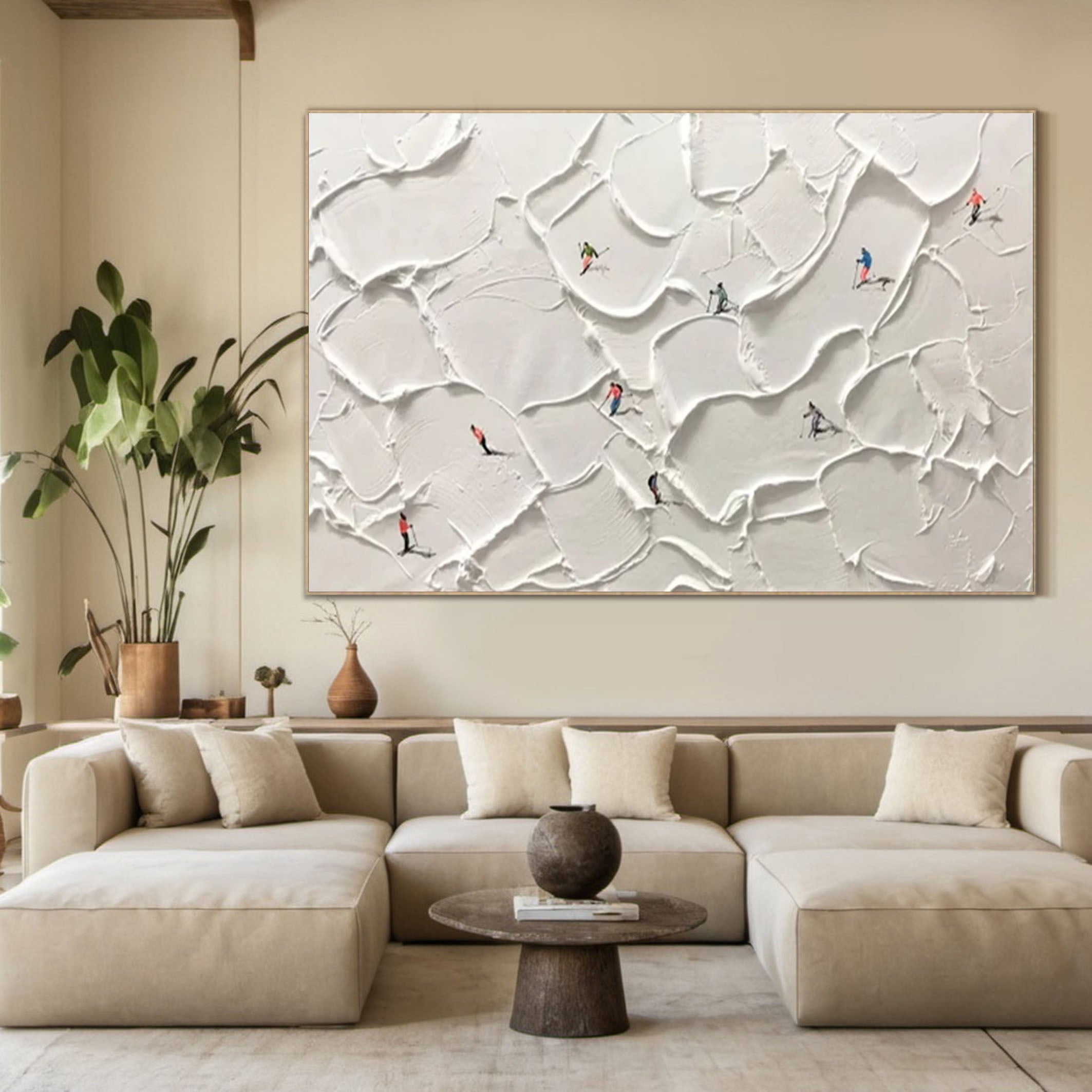 Vibrant Skiing Textured Artwork for Stylish Living Spaces #SPA008