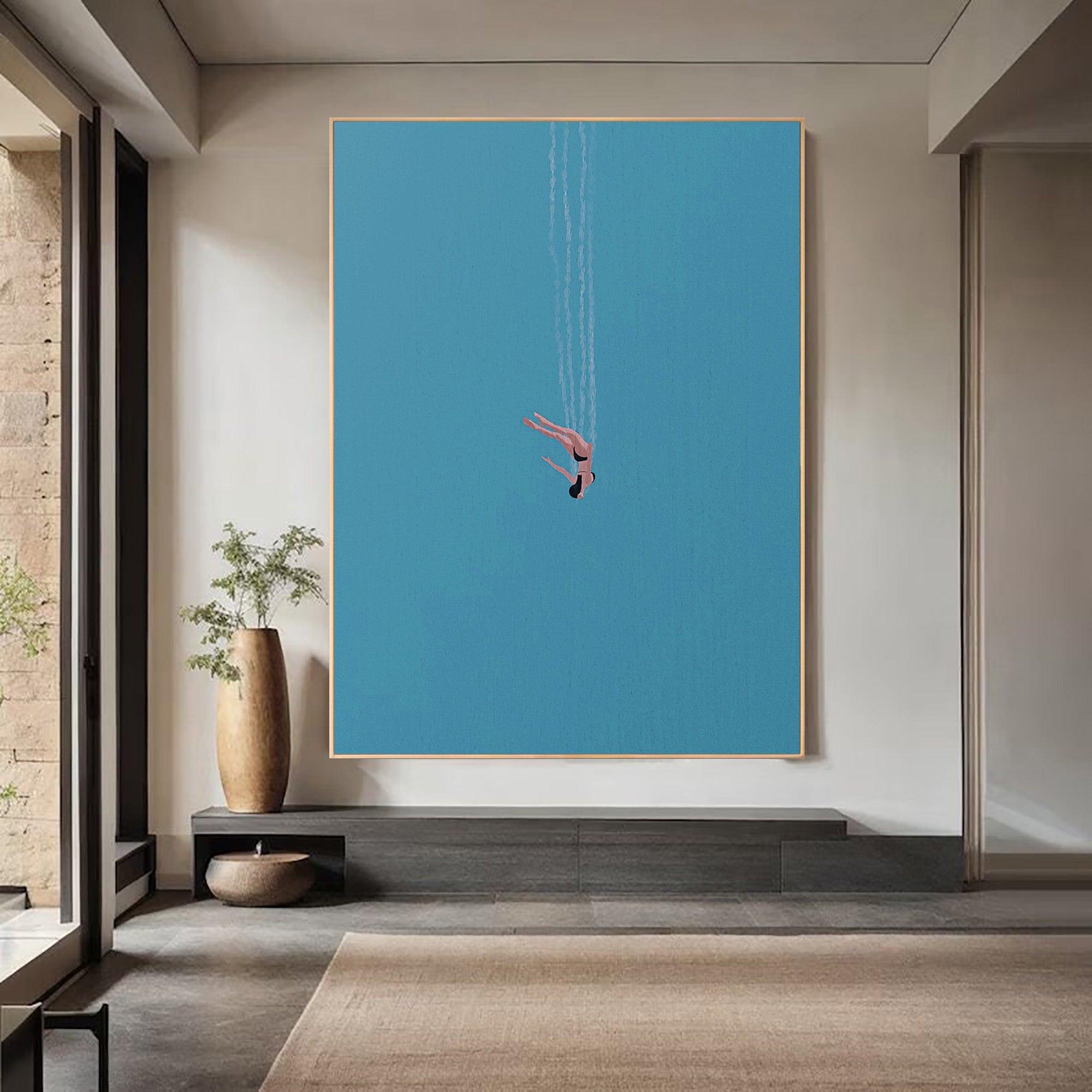 Abstract Swimmer Art Minimalist Coastal Wall Decor #AG 097