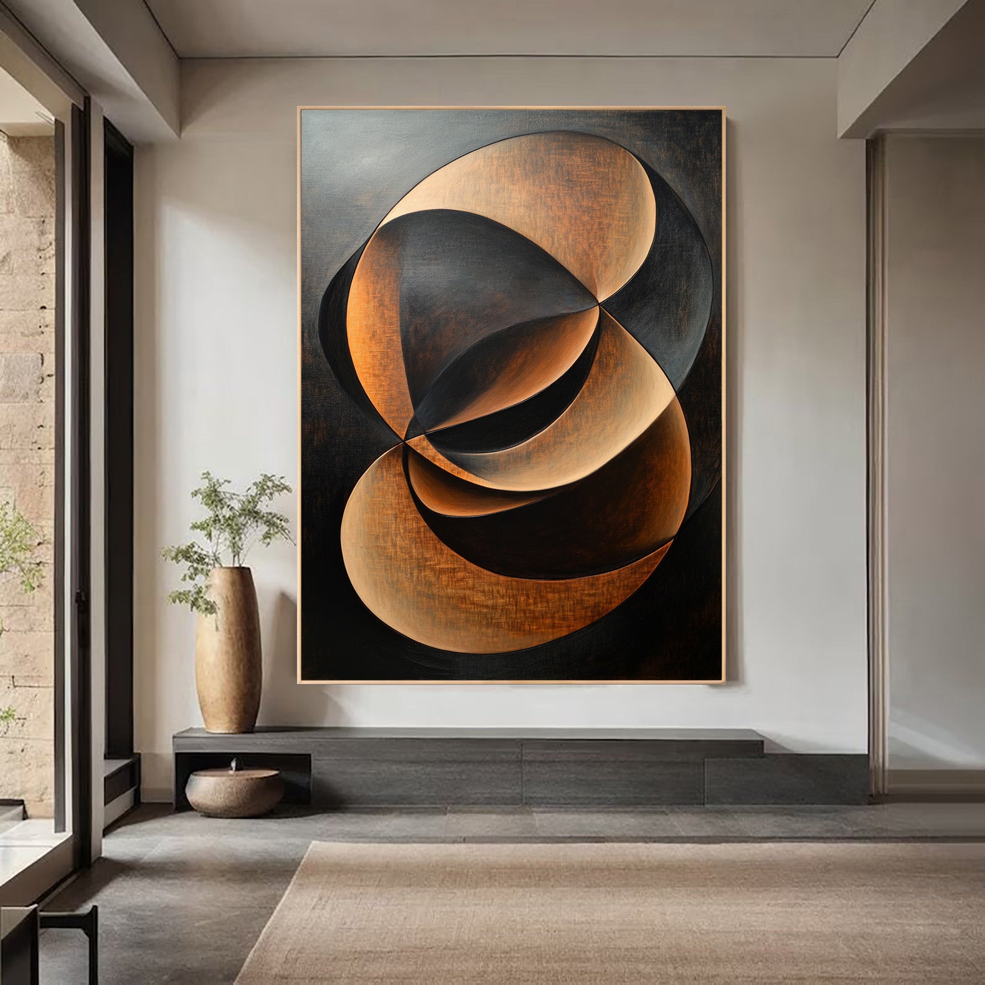 Abstract Expressionism Dark and Gold Textured Art #AG 096