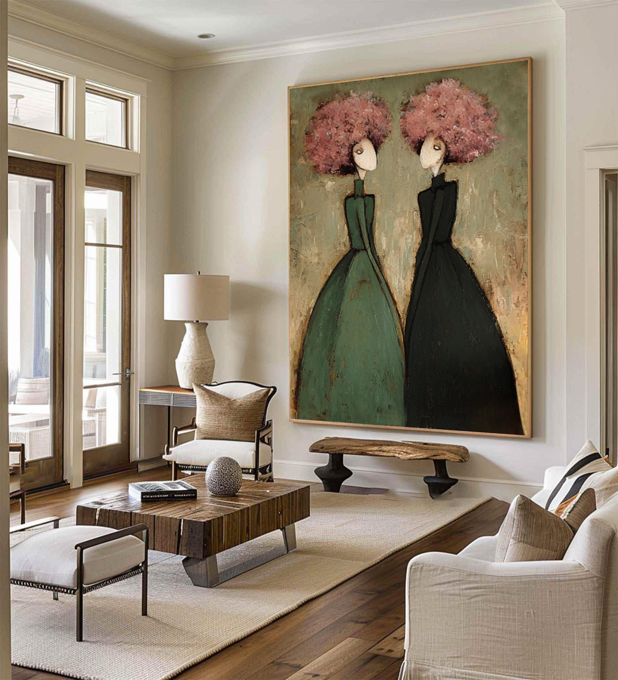 Modern Paired Figure Oil Painting - Contemporary Wall Art | KelorArt