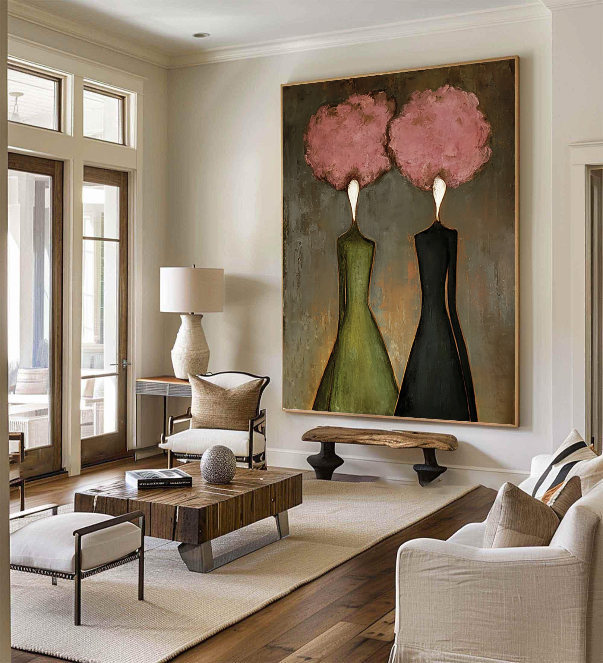 Abstract Women Oil Painting - Soft Contrast Wall Art | KelorArt