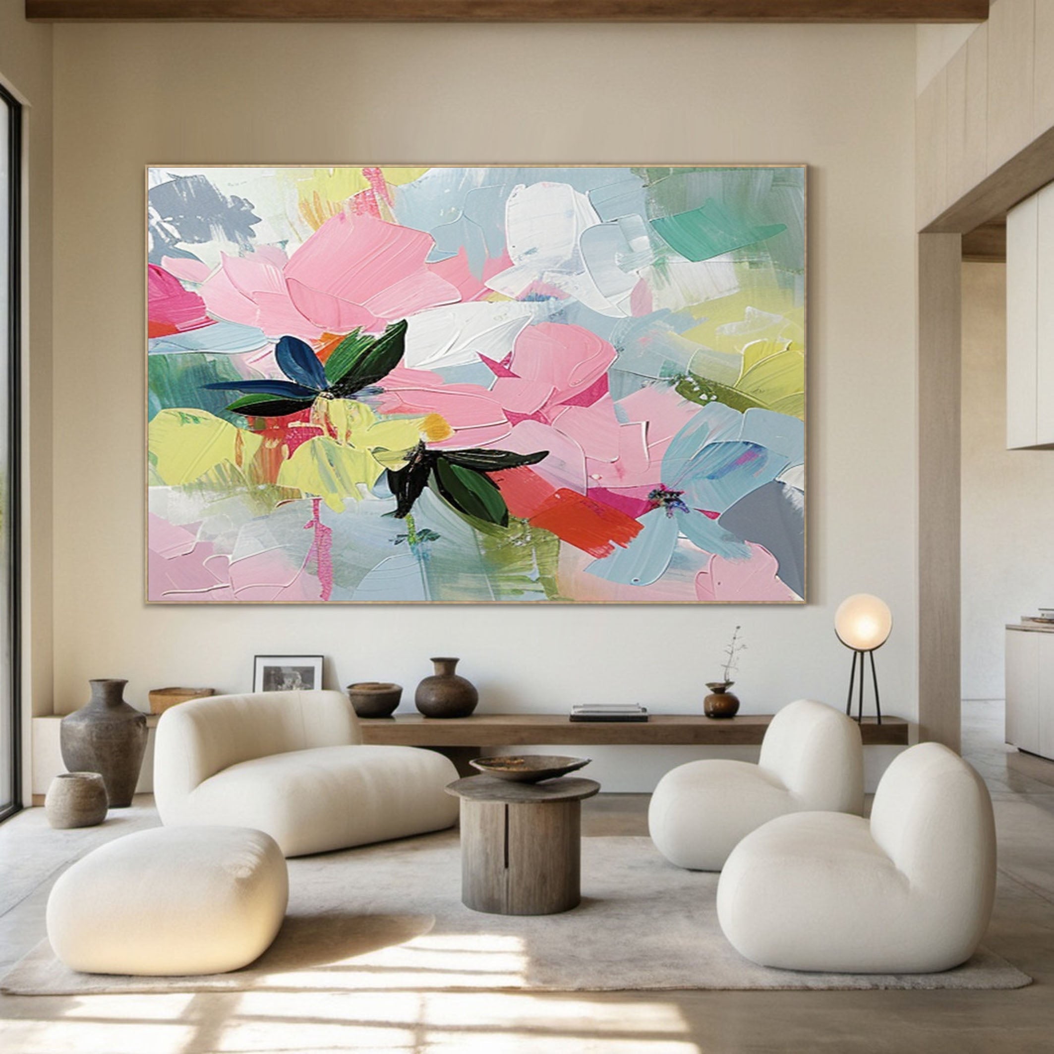 Modern Abstract Flower Painting for Living Room Walls #FB015