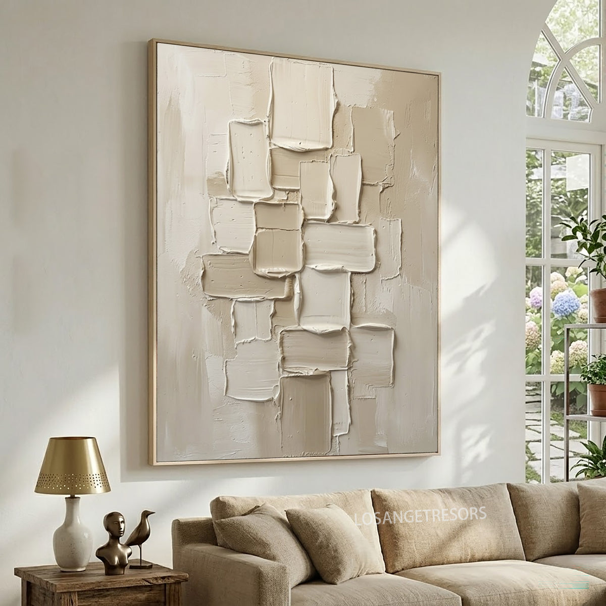 White Architecture Large Abstract Wall Art Ivory Textured Contemporary Sculpture Inspired Painting