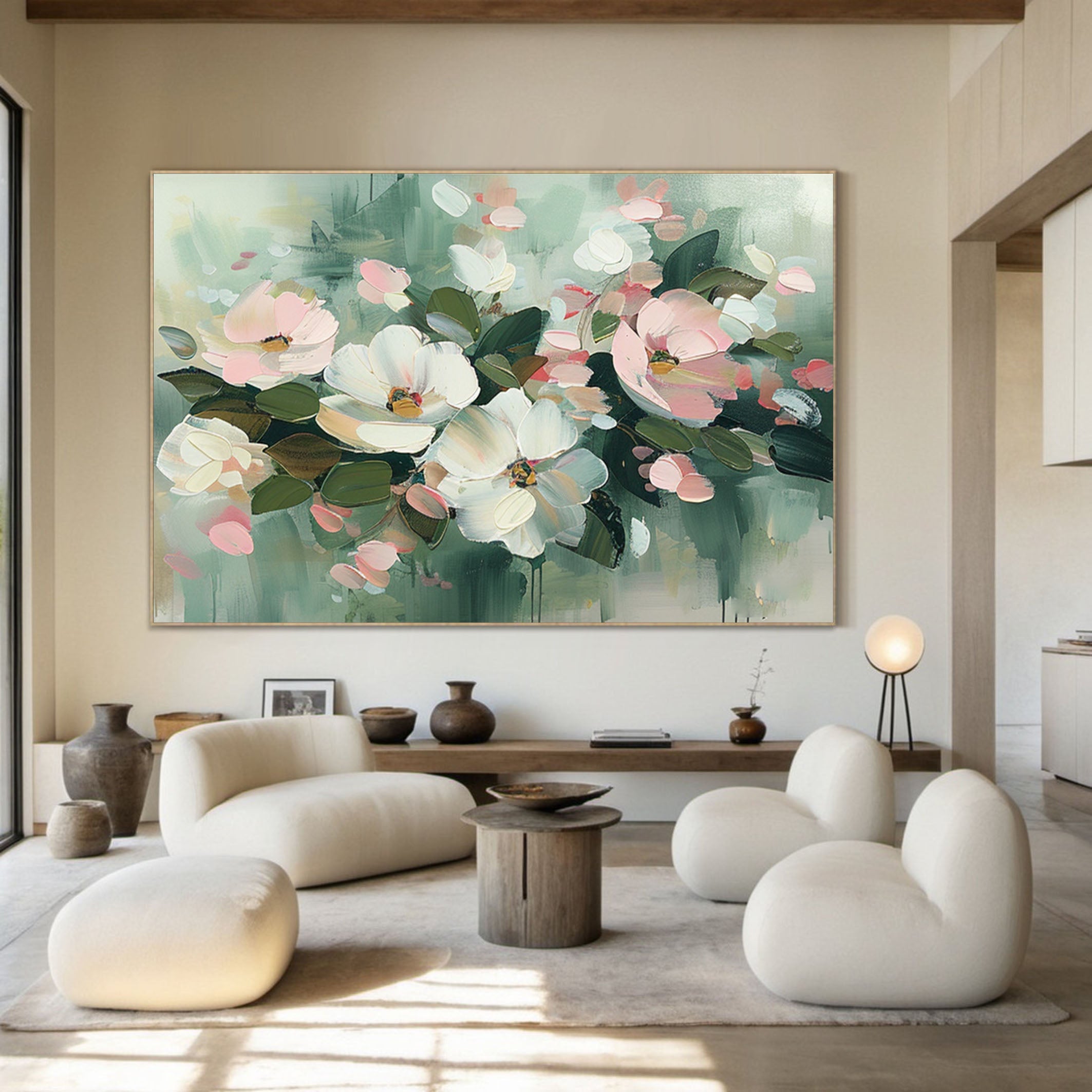 Vibrant Floral Wall Art Modern Abstract Flowers On Canvas #FB010