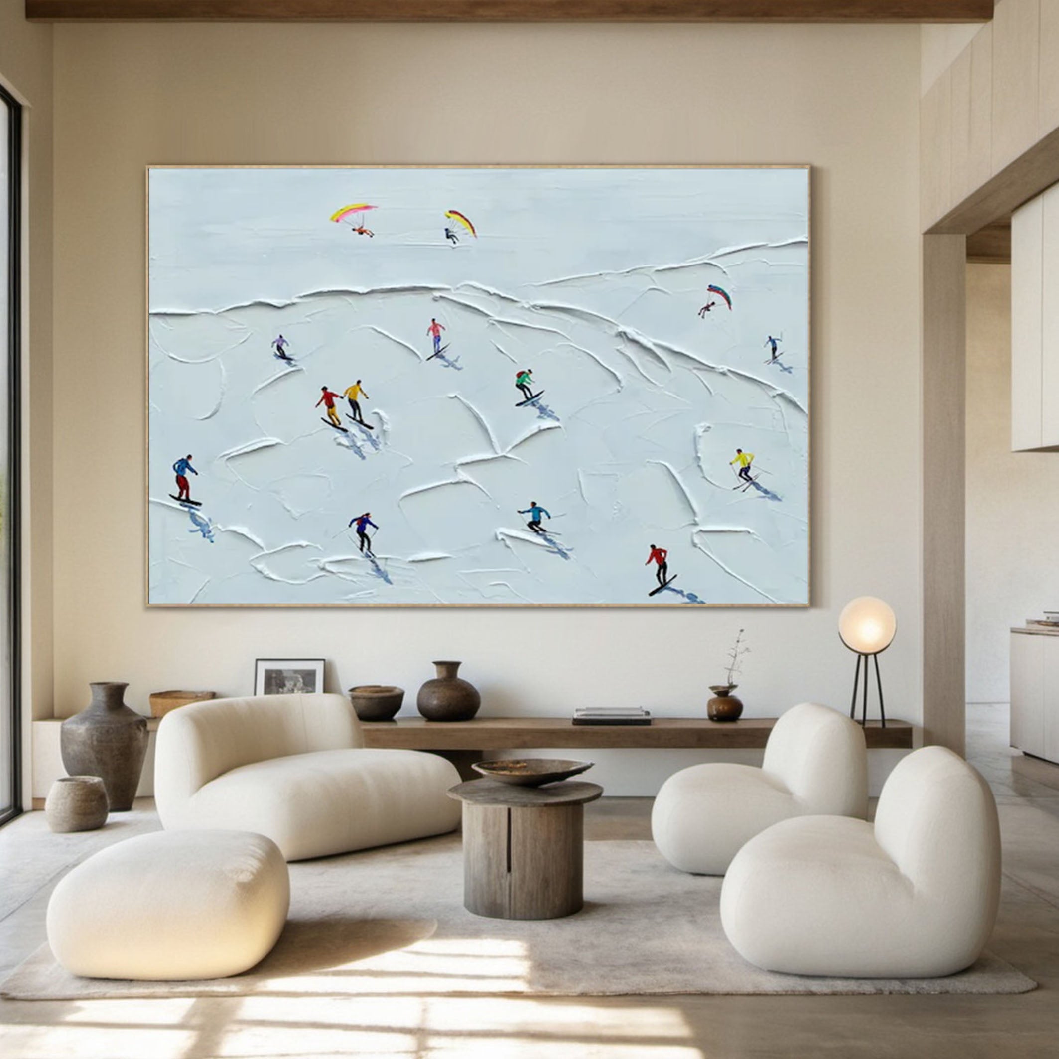 Dynamic Winter Sports Textured Artwork for Active Interiors #SPA012