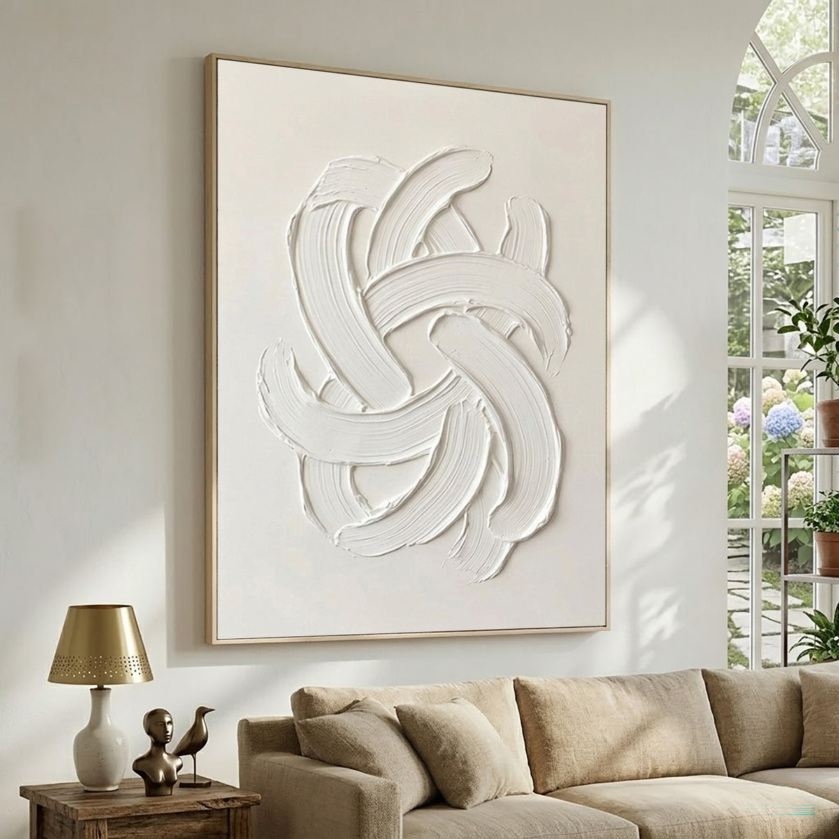 Large Quiet Luxury Abstract Wall Art Textured Oil Painting Minimalist Contemporary Artwork Modern Neutral Interior Decor Living Room