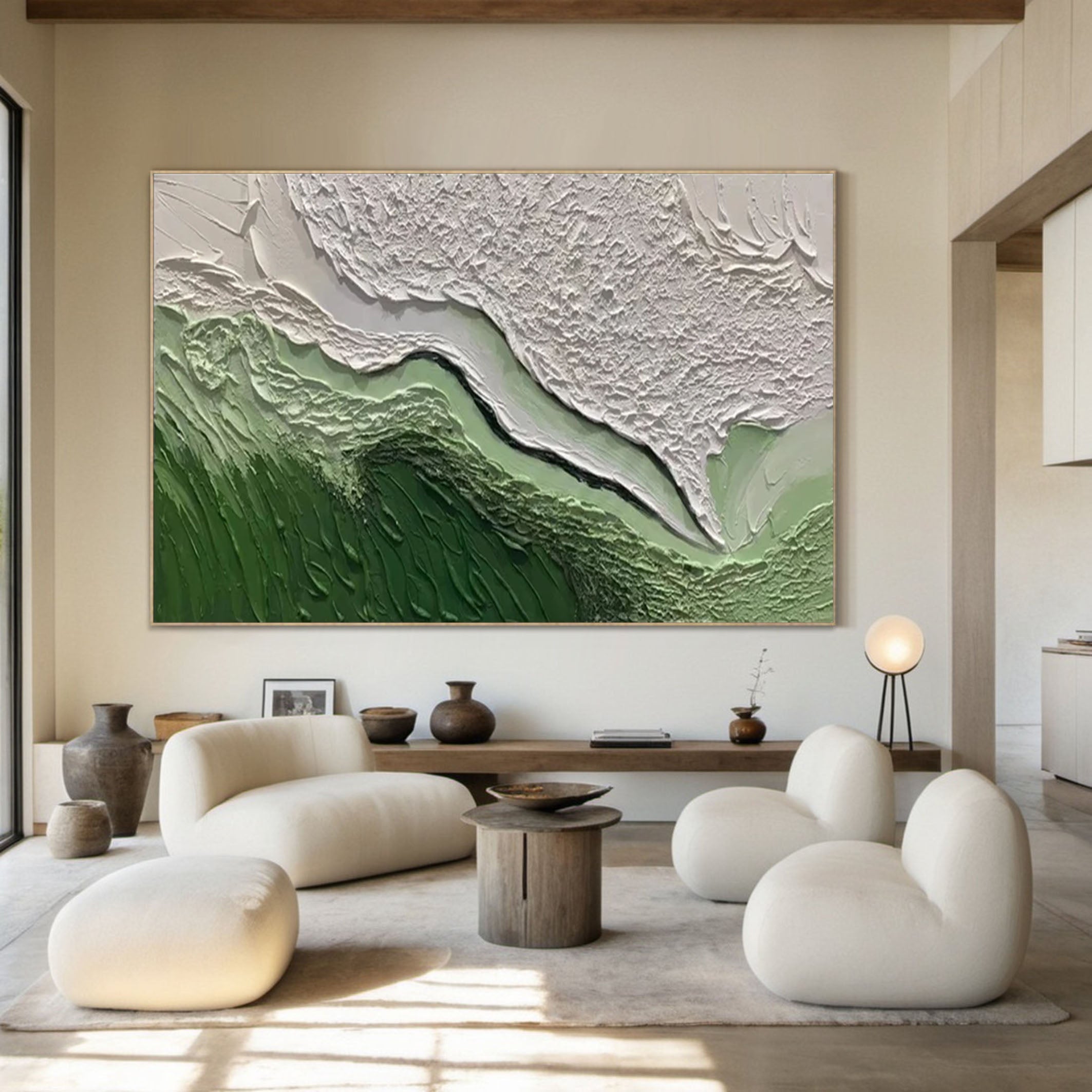 Green Landscape-Inspired Abstract Canvas for Home Decor #MM170