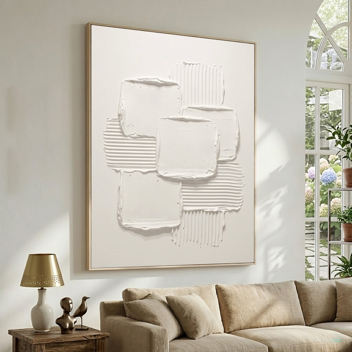 Architecture Through Abstract Forms Large White Textured Abstract Wall Art Modern Luxury Interior Decor