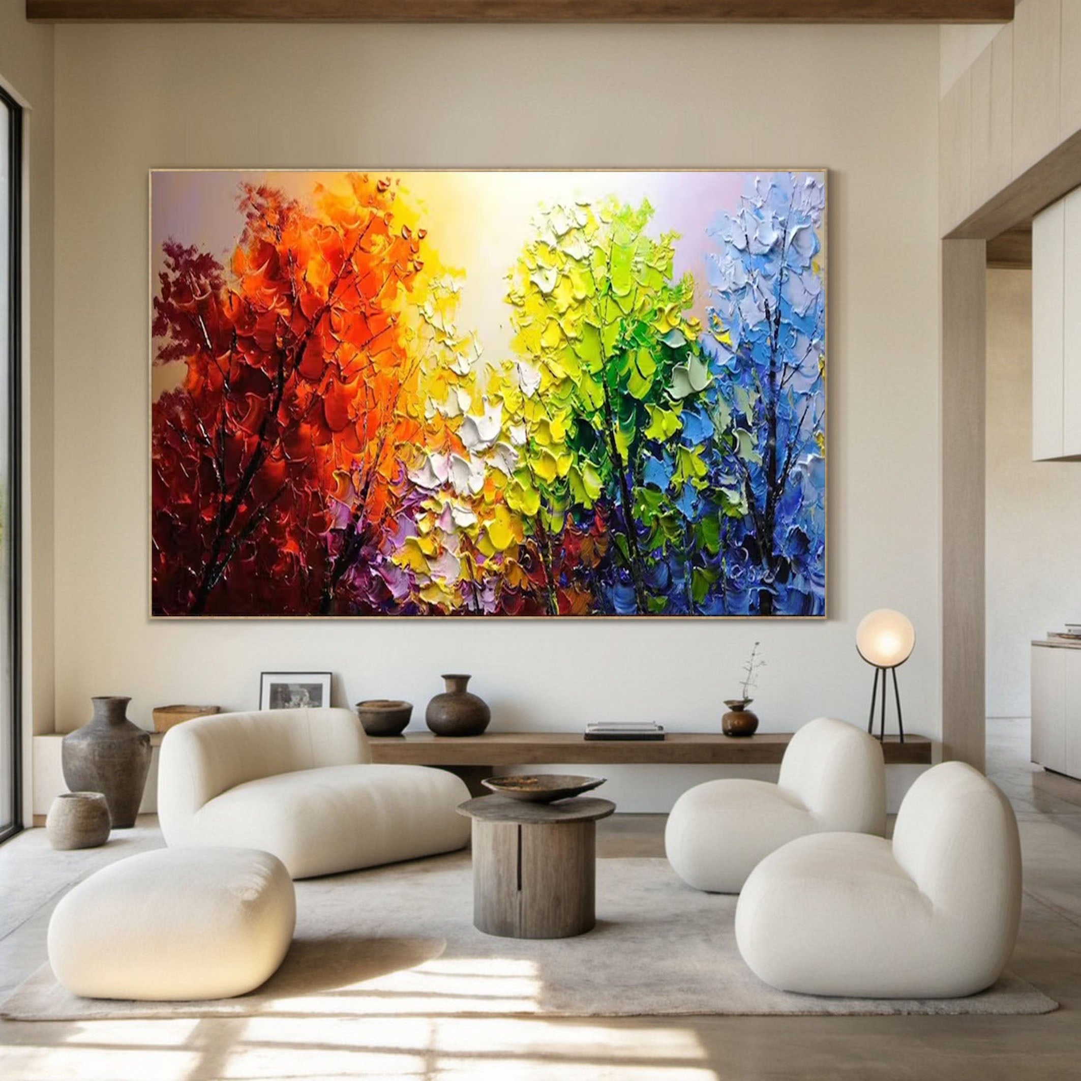 Vibrant Abstract Forest Painting for Modern Interiors #TP047