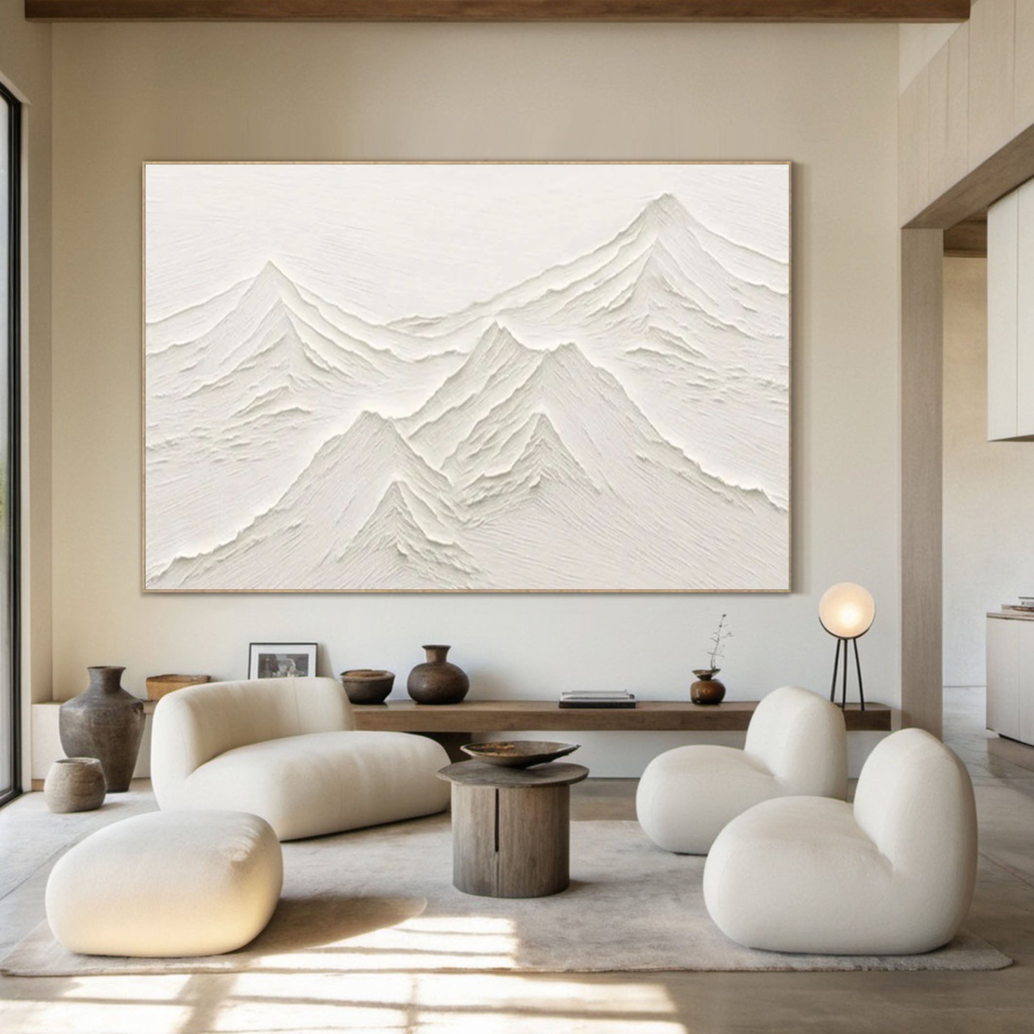 Serene Abstract White Mountain Painting for Modern Interiors #MM168