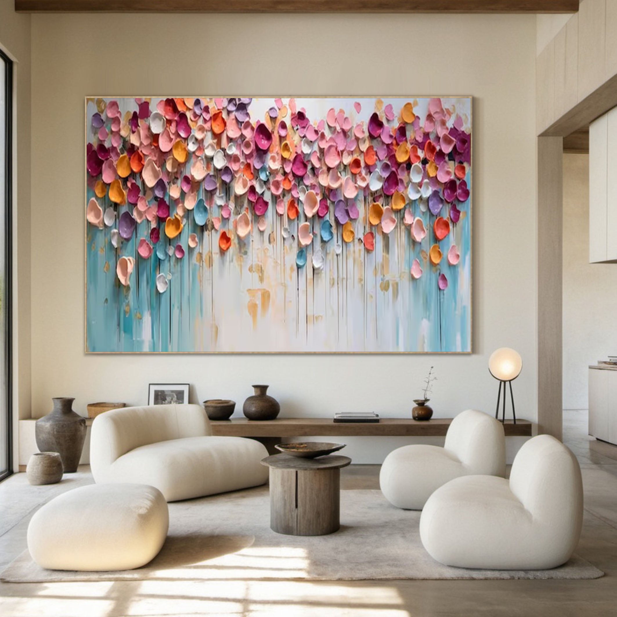 Textured Floral Abstract Art for Living Room #FB034