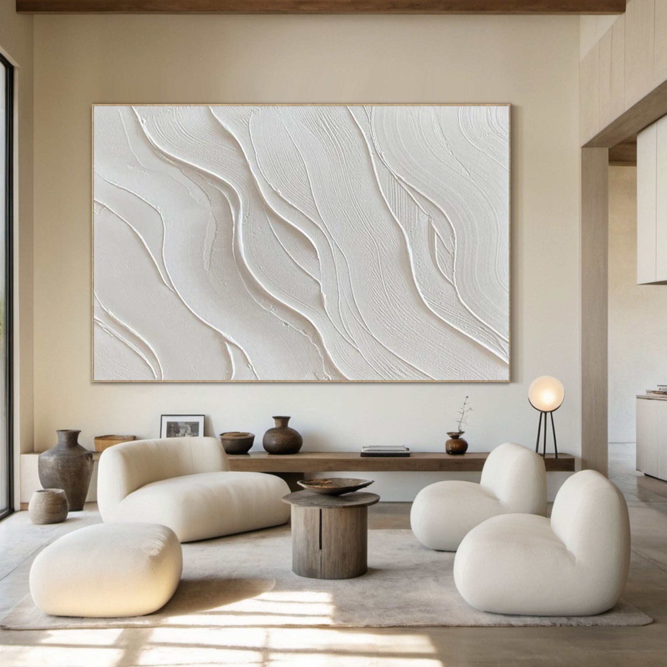 Minimalist White Textured Abstract Art for Modern Spaces #MM160