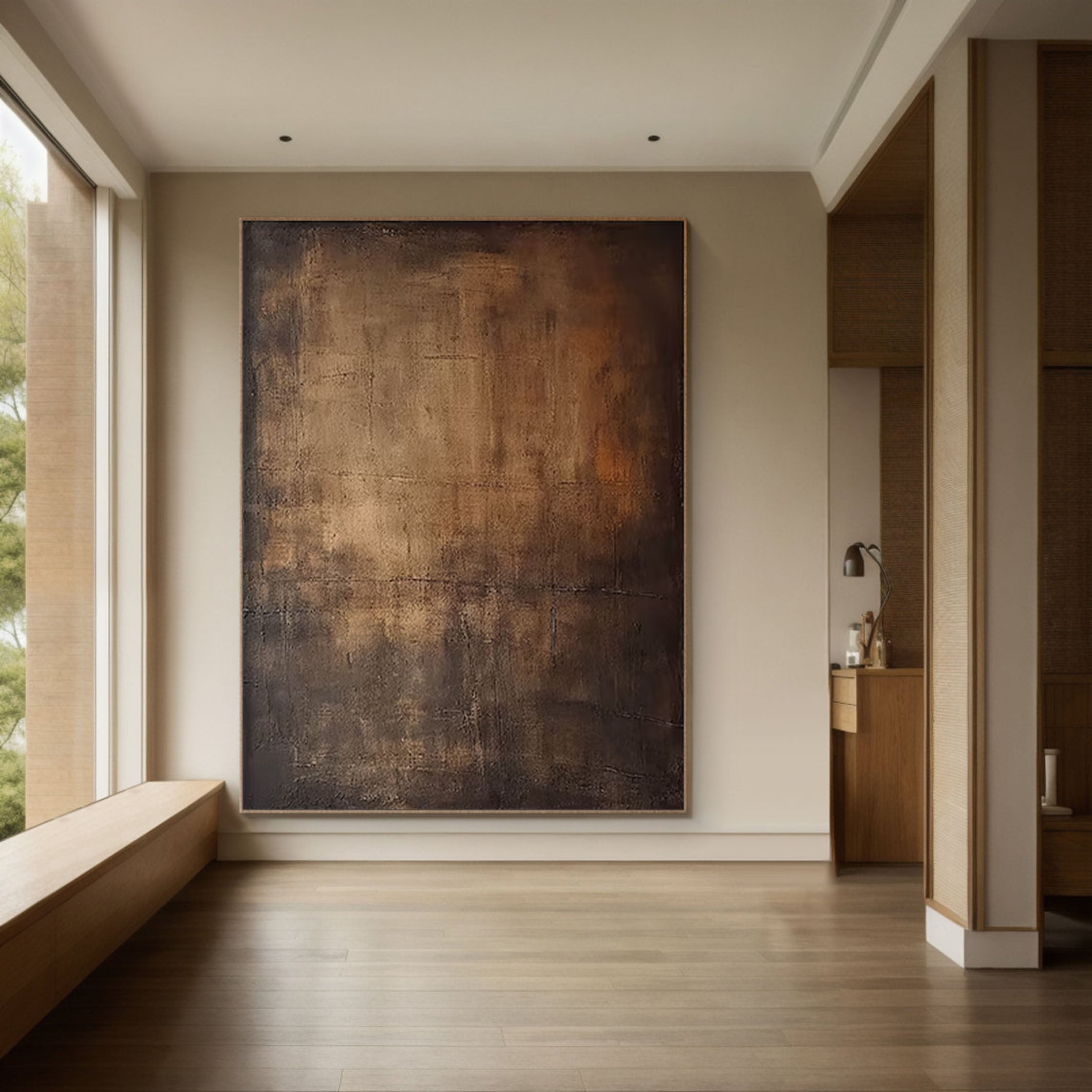 Rustic Abstract Wall Art Earthy Tones Canvas #AB065