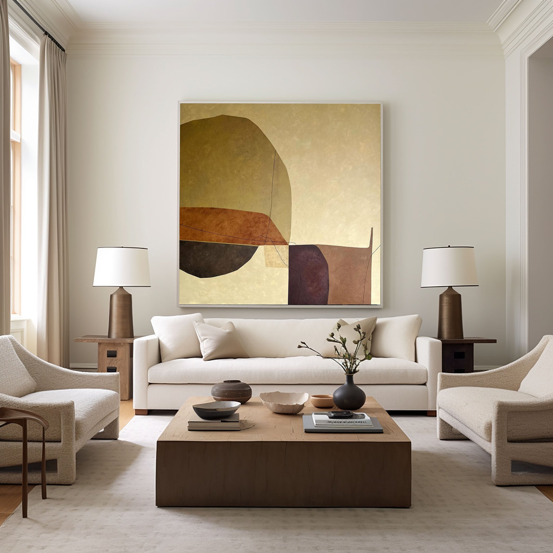 Luxury Mid Century Abstract Artwork Warm Canvas #MC019