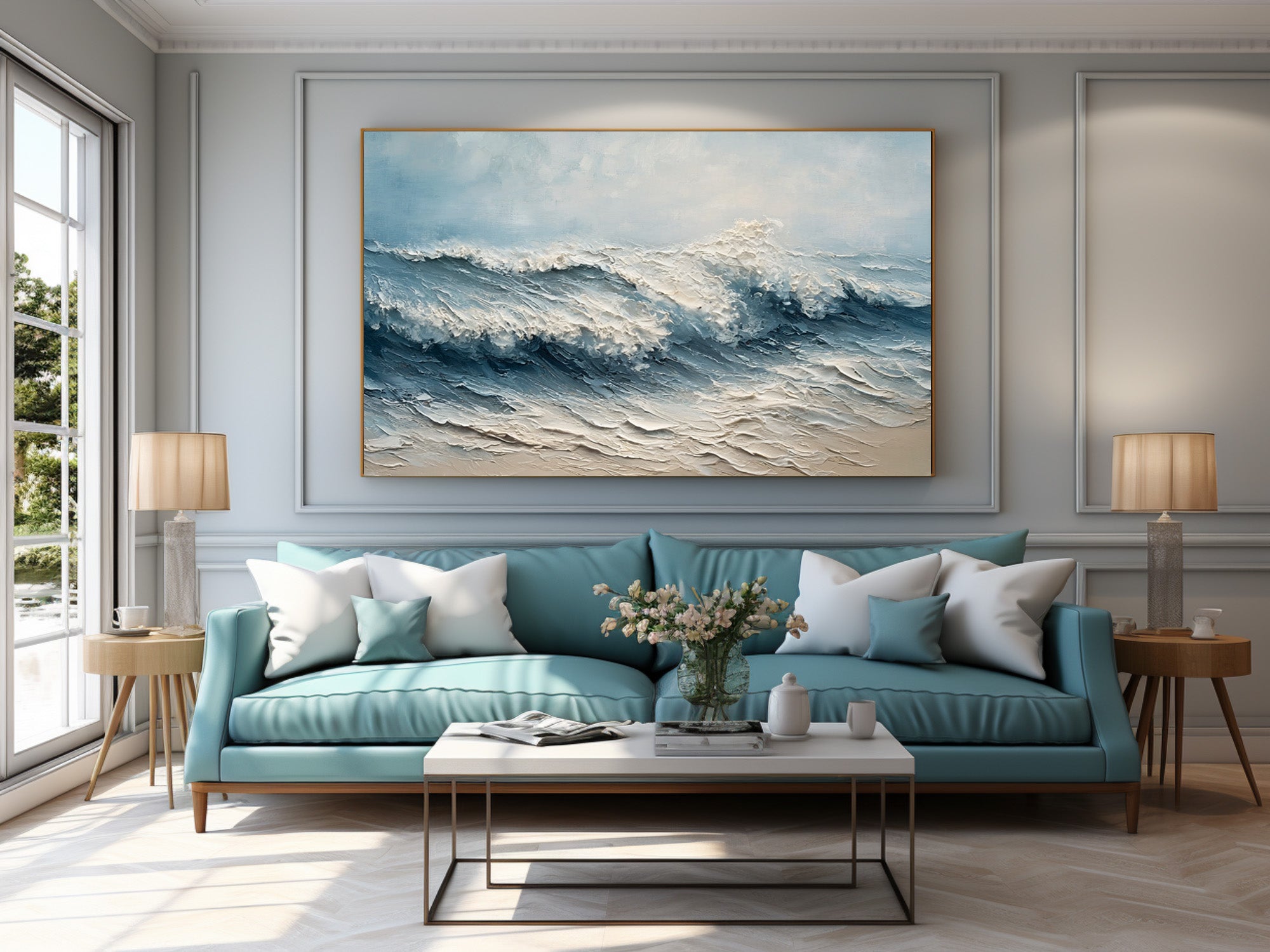 Large Textured Art: Modern Coastal & Abstract Design #AG 009