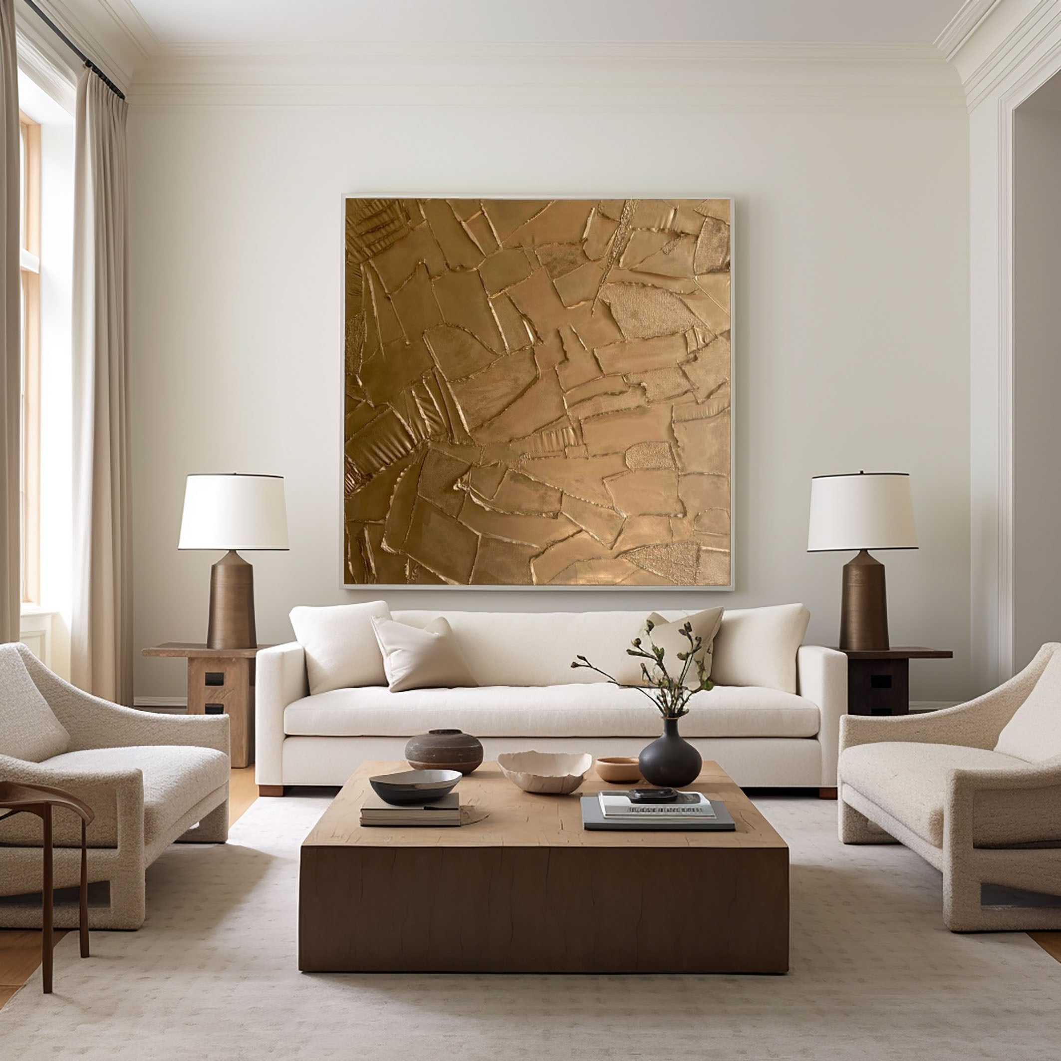 Abstract Gold Elegance Textured Art for Sophisticated Spaces #MM087