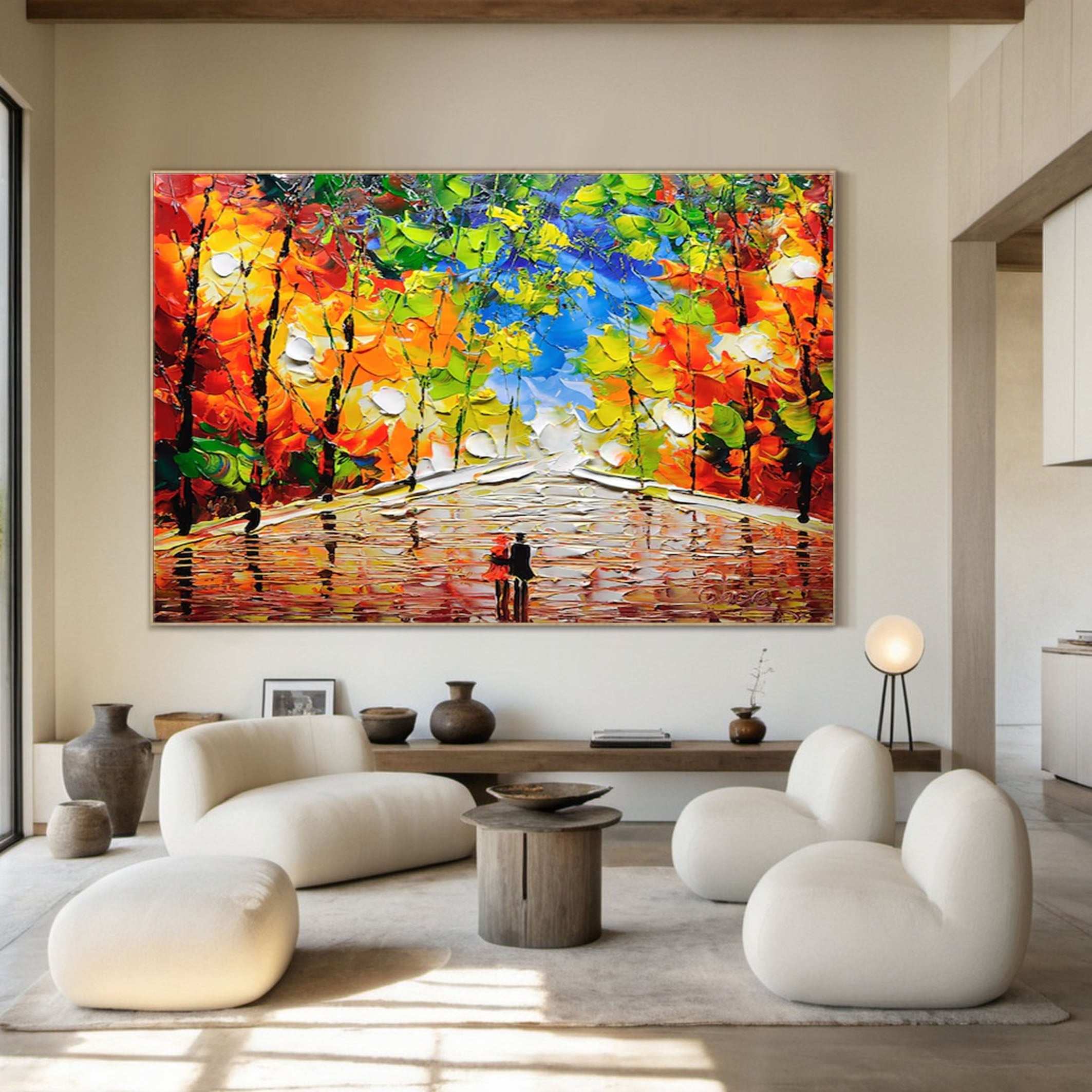 Elegant Modern Forest Painting for Chic Home Design #TP044