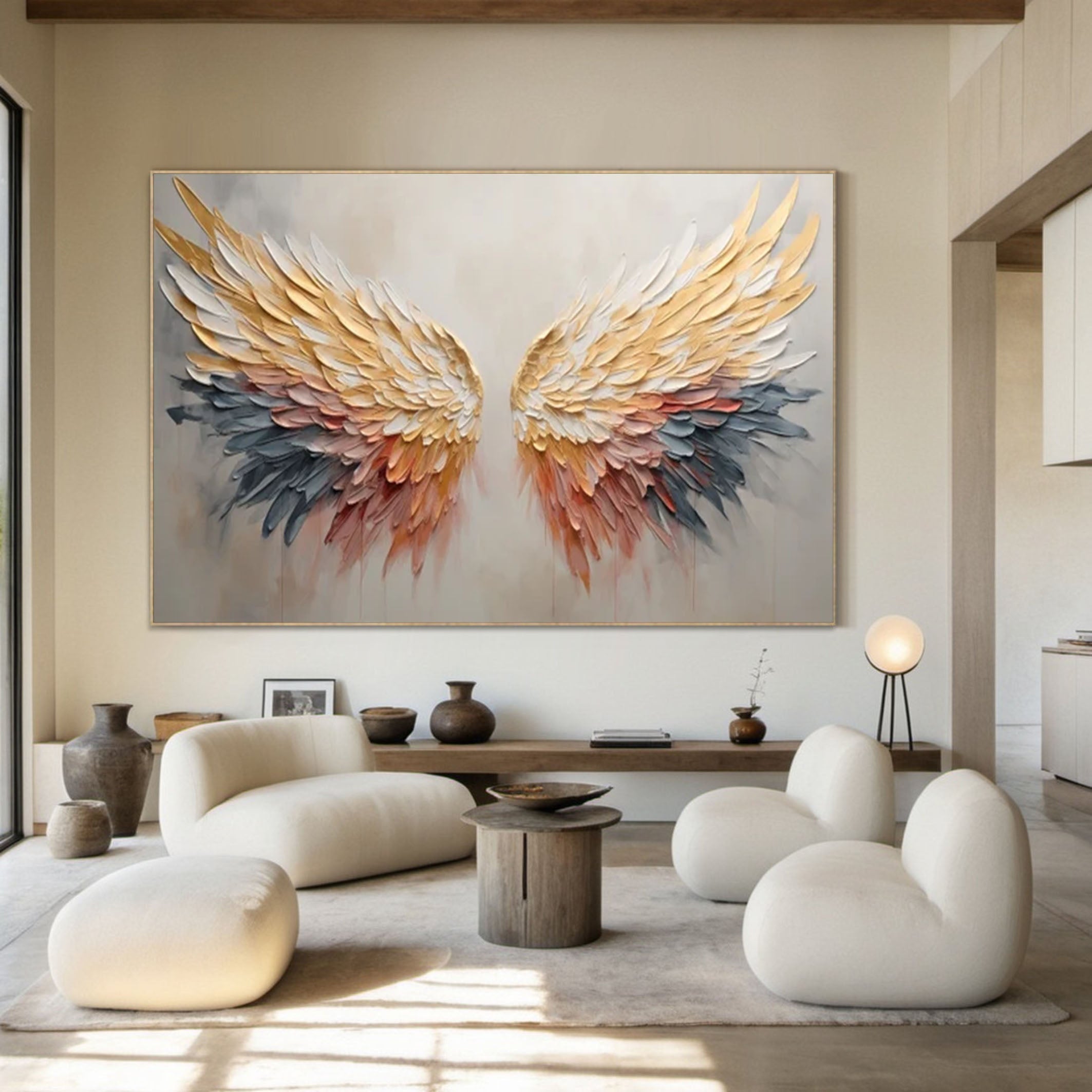 Colorful Angel Wings Canvas Large Abstract Wall Art #MM169