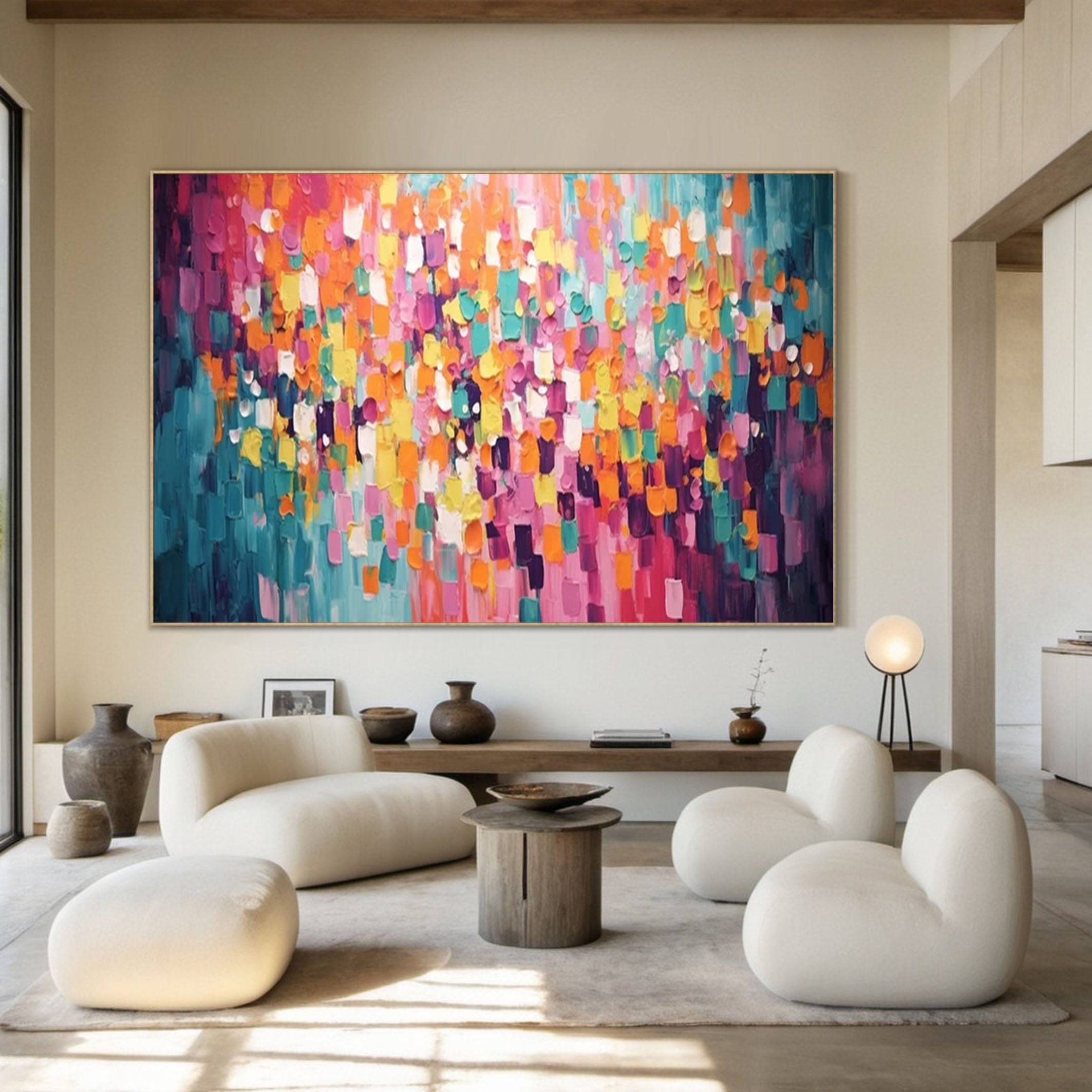 Bold Multicolor Abstract Canvas Modern Wall Art for Living Room #MM173