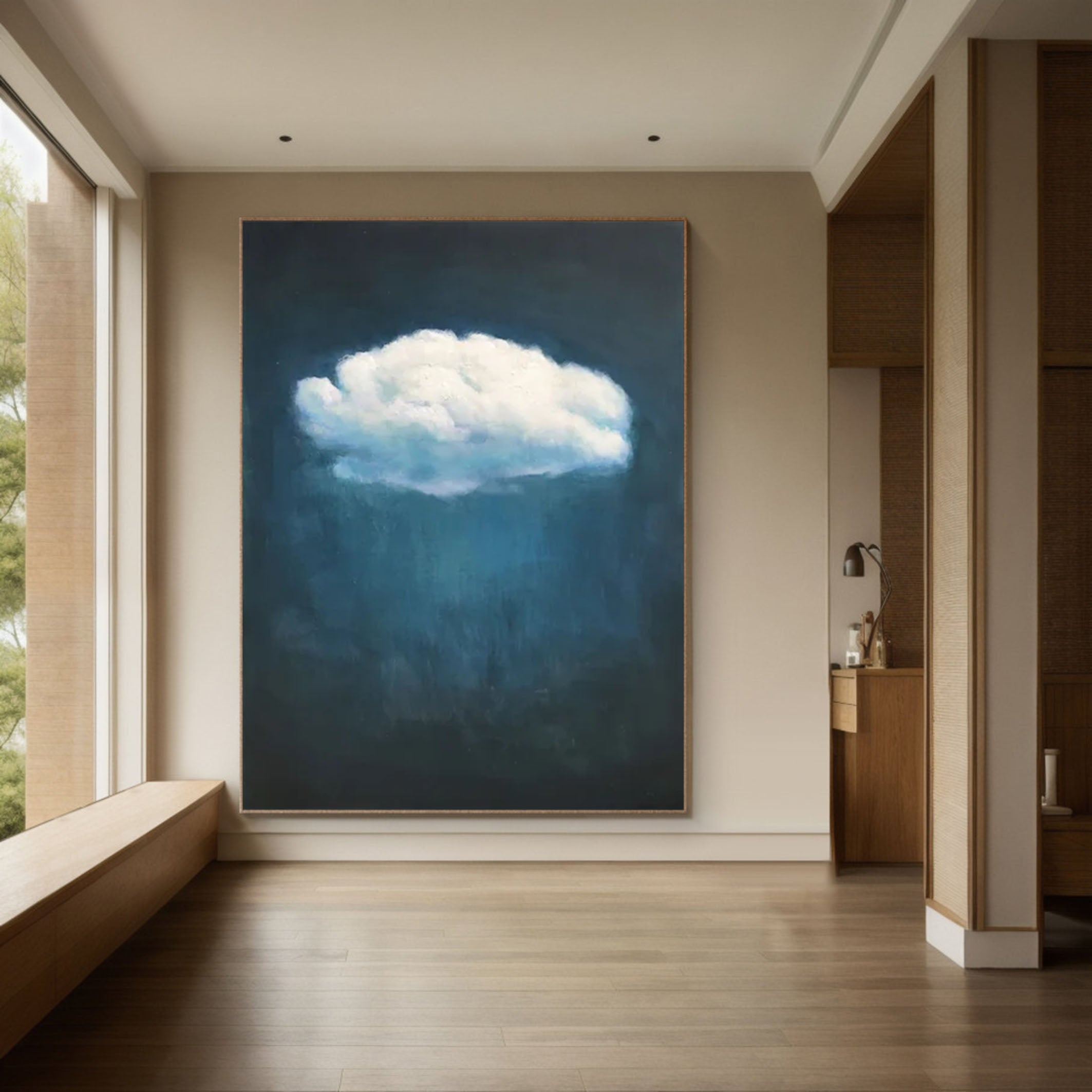 Minimalist Blue Cloudscape Canvas Wall Art #SP007