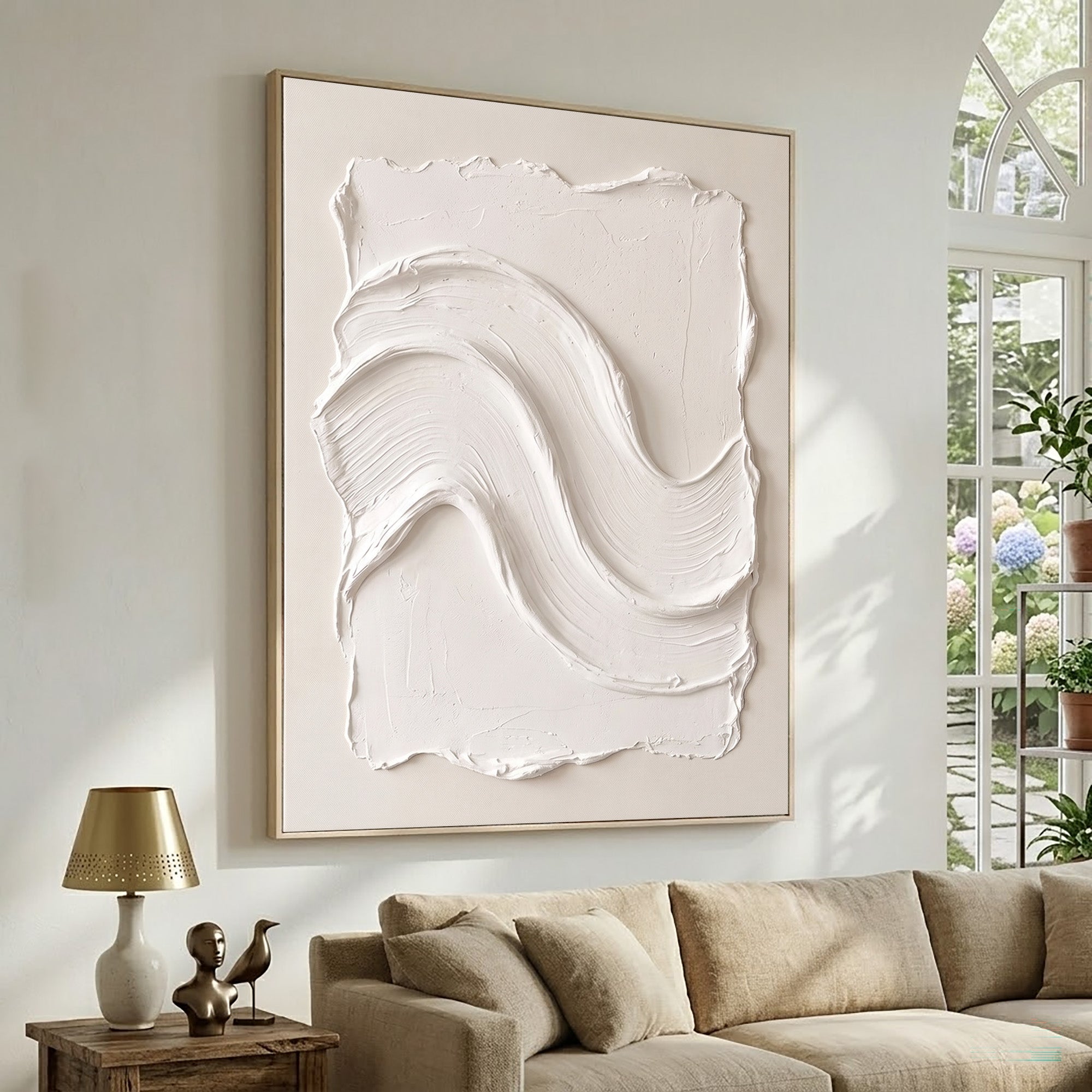 Large Quiet Luxury Abstract Wall Art Textured Oil Painting Minimalist Neutral Artwork Modern Interior Decor